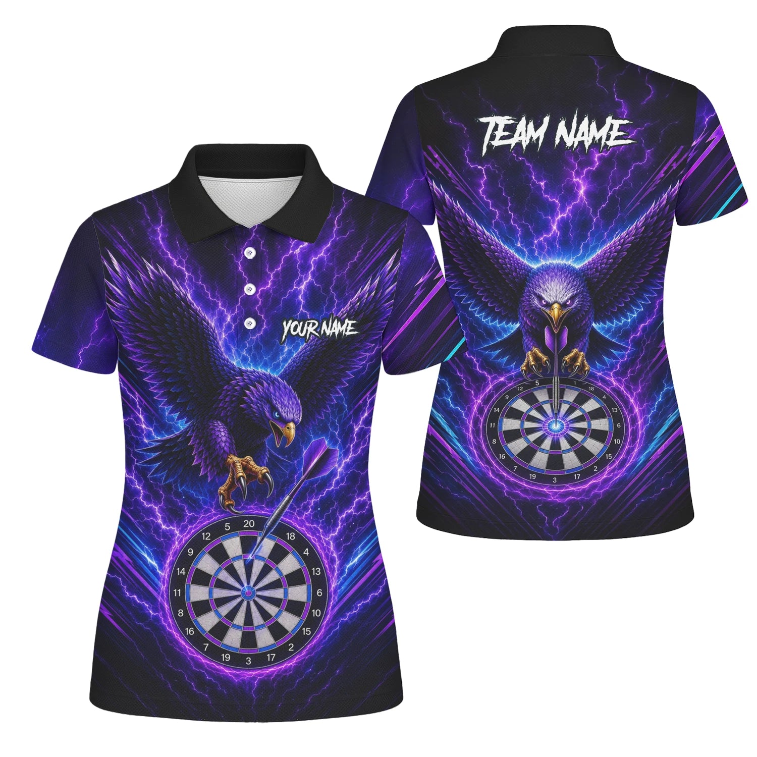 Personalisiertes Lila Adler-Blitz Dart Poloshirt für Damen U478