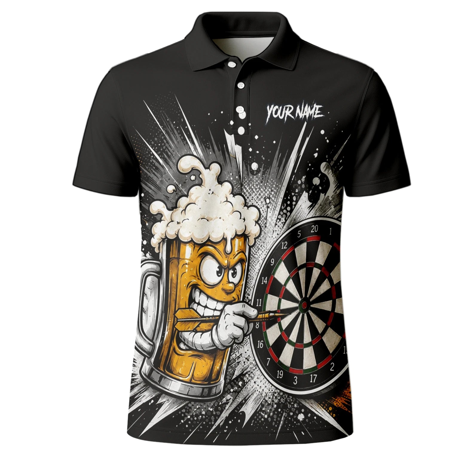 Personalisiertes Bierkrug Dart Poloshirt für Herren S555
