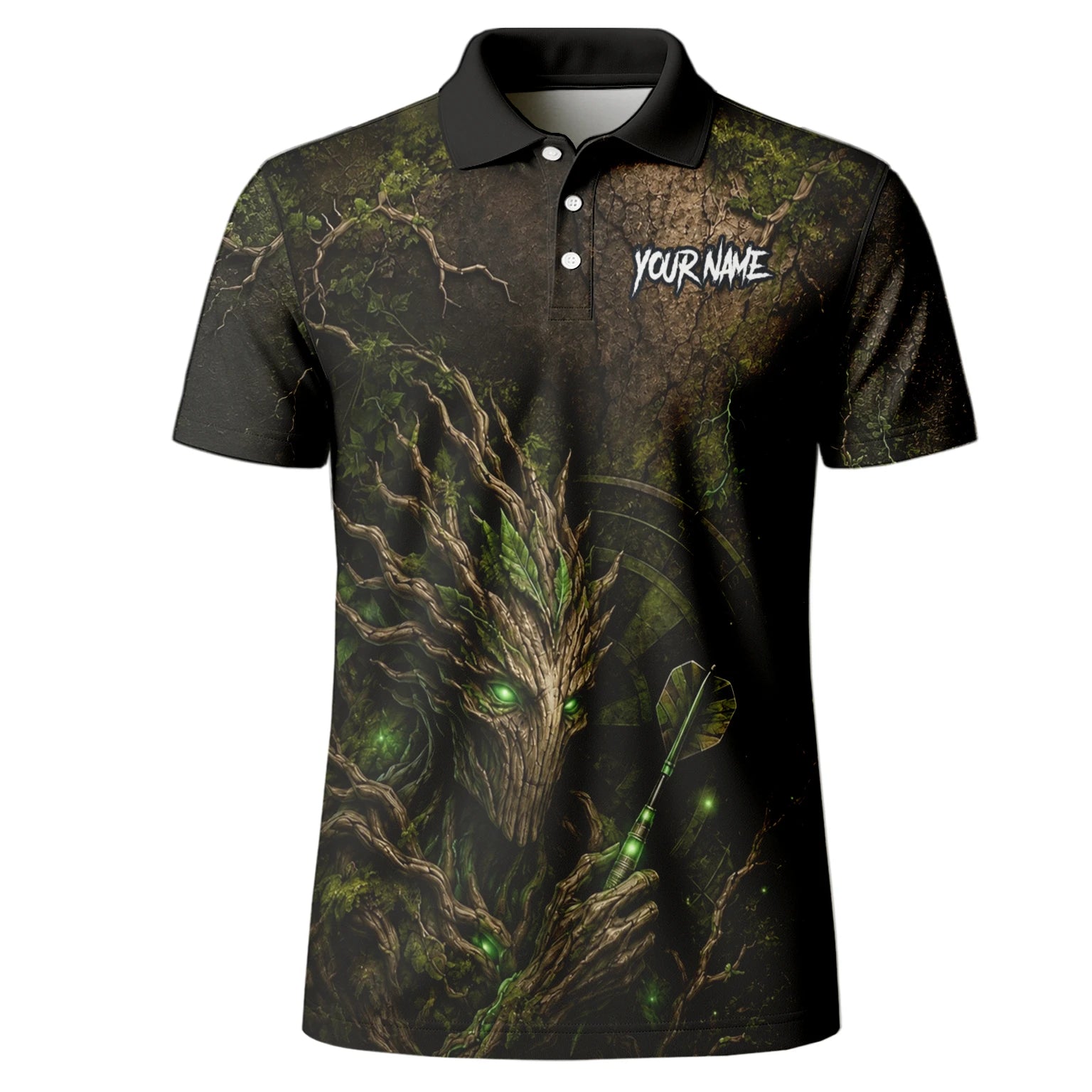 Personalisiertes Dunkelgrünes Baumwesen-Dartboard Dartshirt für Herren C913