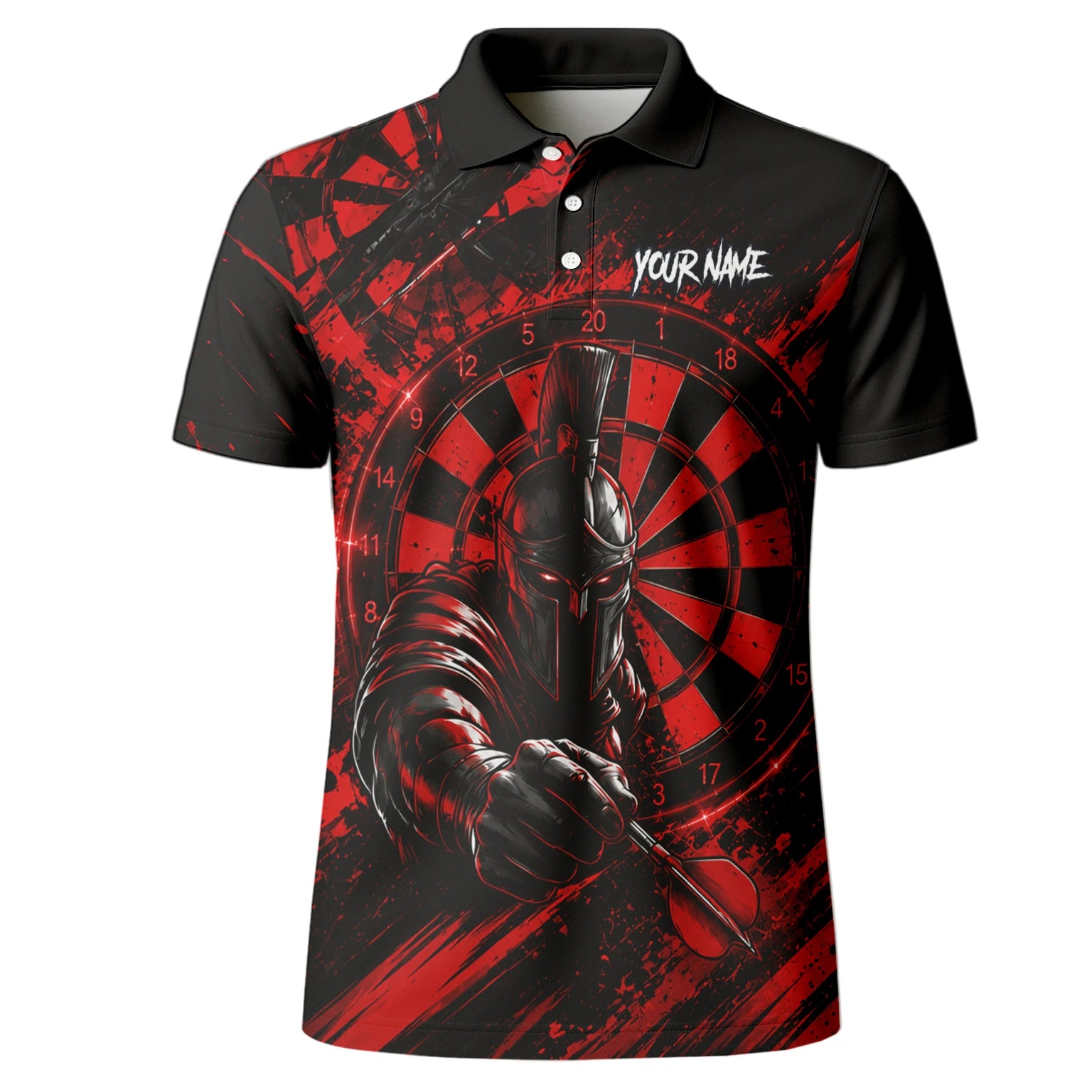 Personalisiertes Rot-schwarzes Spartaner Dart Poloshirt für Herren W276