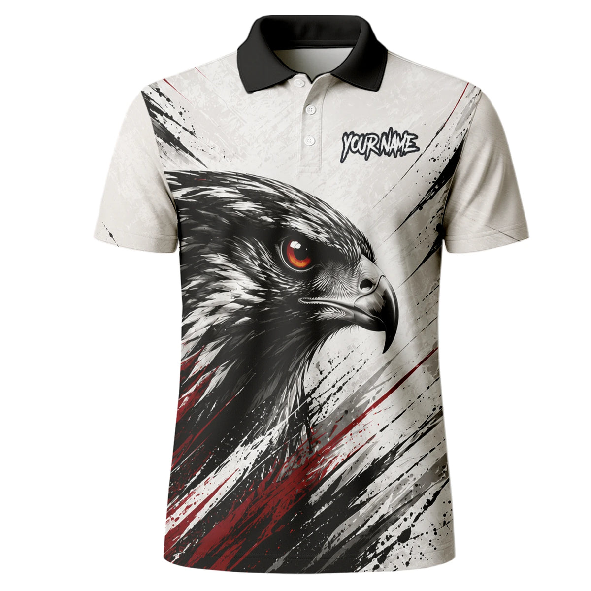 Personalisiertes Dartshirt mit weiß-schwarz-rotem Adler für Herren Z577