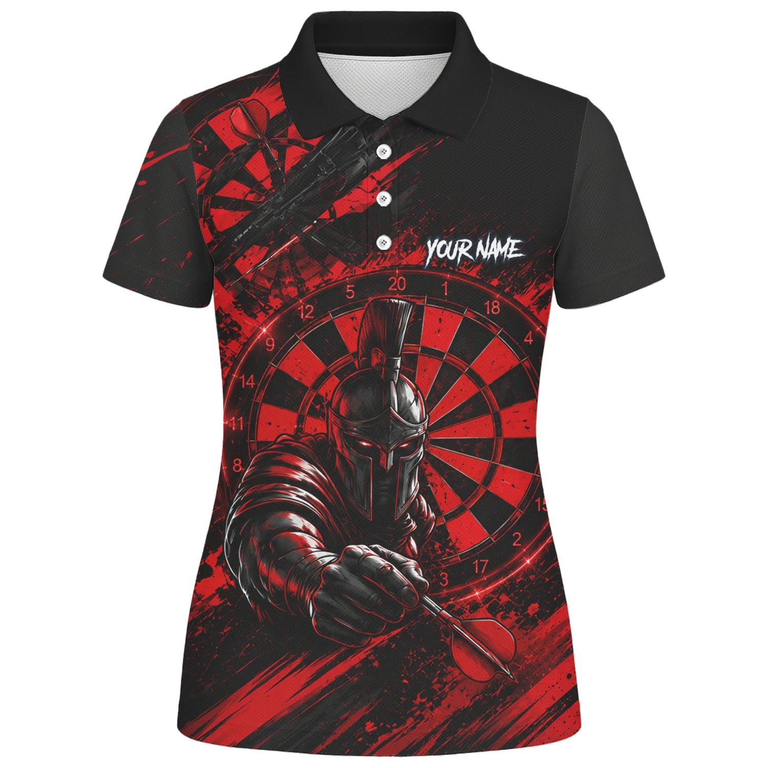 Personalisiertes Rot-schwarzes Spartaner Dart Poloshirt für Damen W276