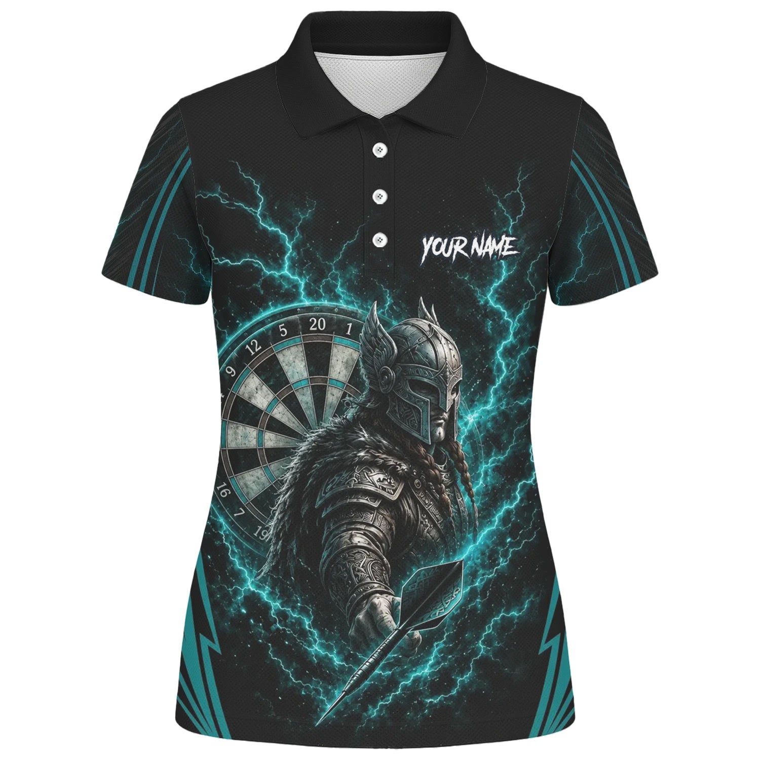 Personalisiertes Türkises Wikinger-Blitz Dart Poloshirt für Damen O328