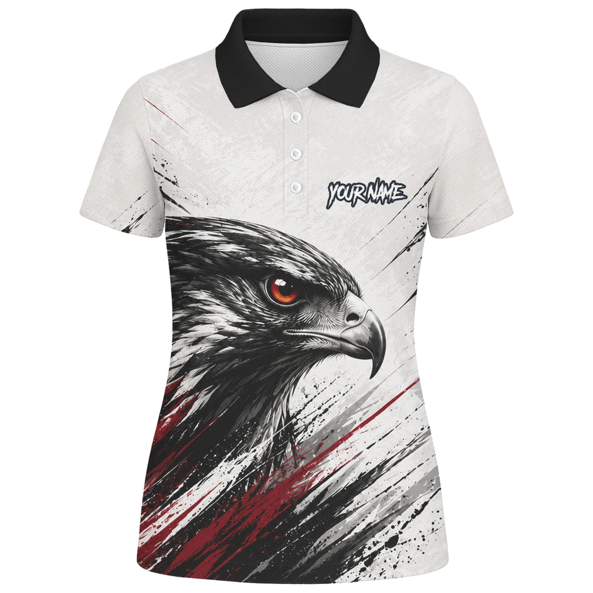 Personalisiertes Dartshirt mit weiß-schwarz-rotem Adler für Damen Z577