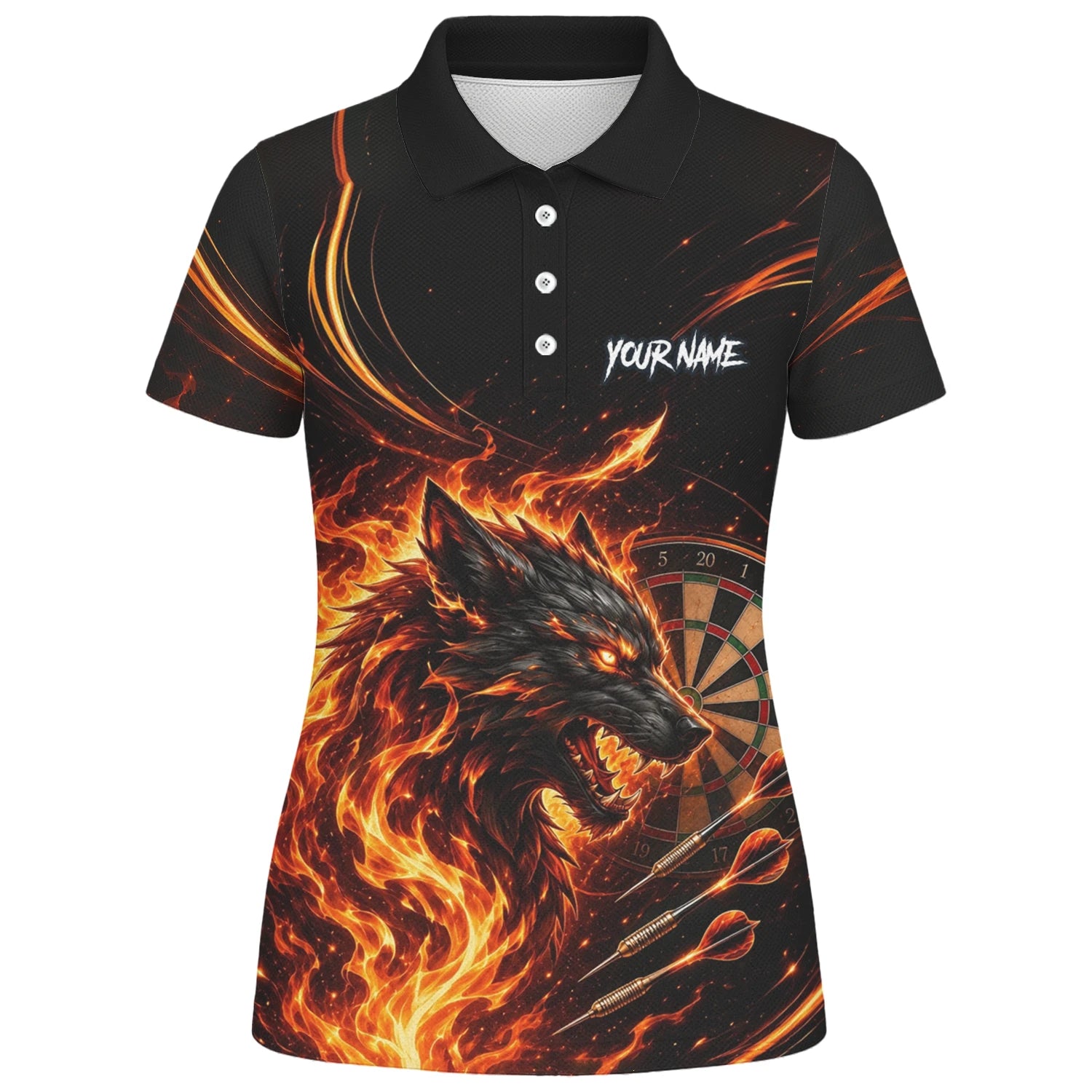 Personalisiertes Flammenwolf Dart Poloshirt für Damen W521