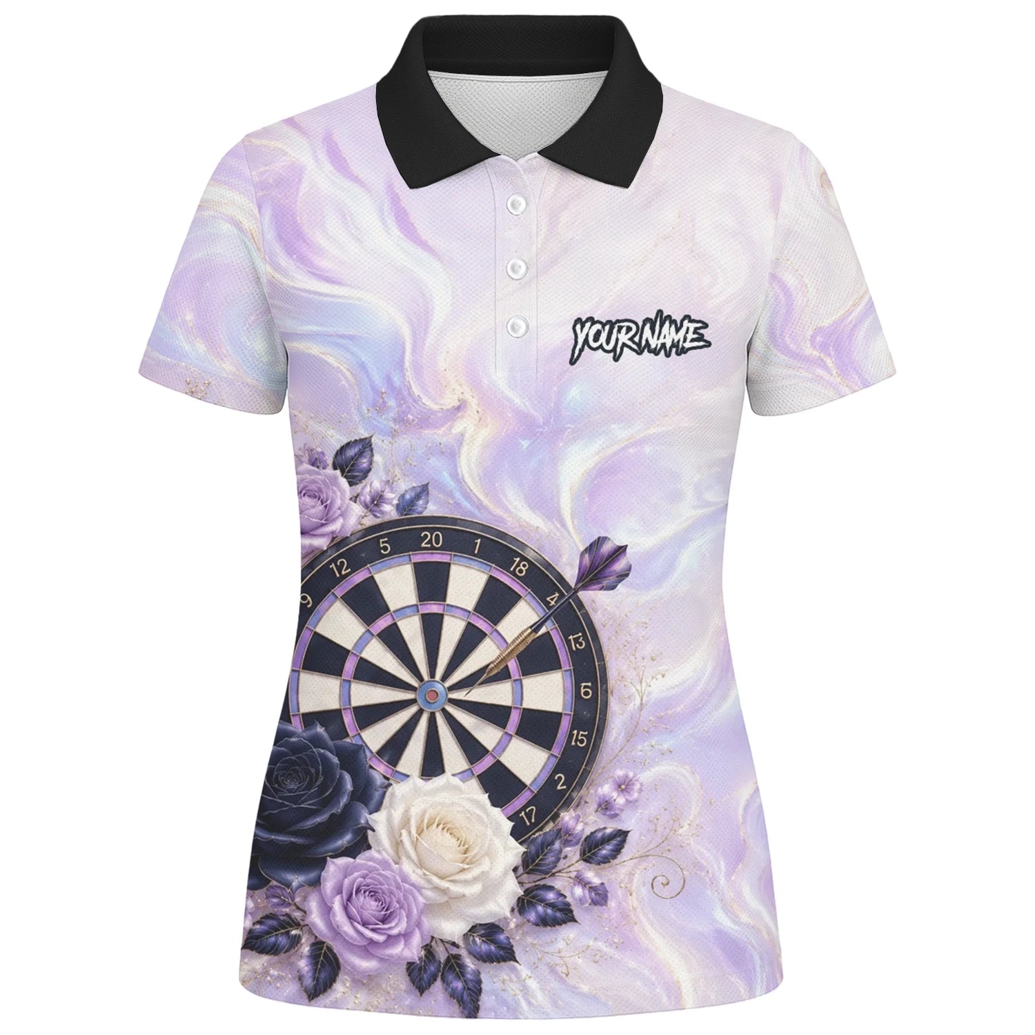 Personalisiertes Lila Marmor-Rosen Dart Poloshirt für Damen S206