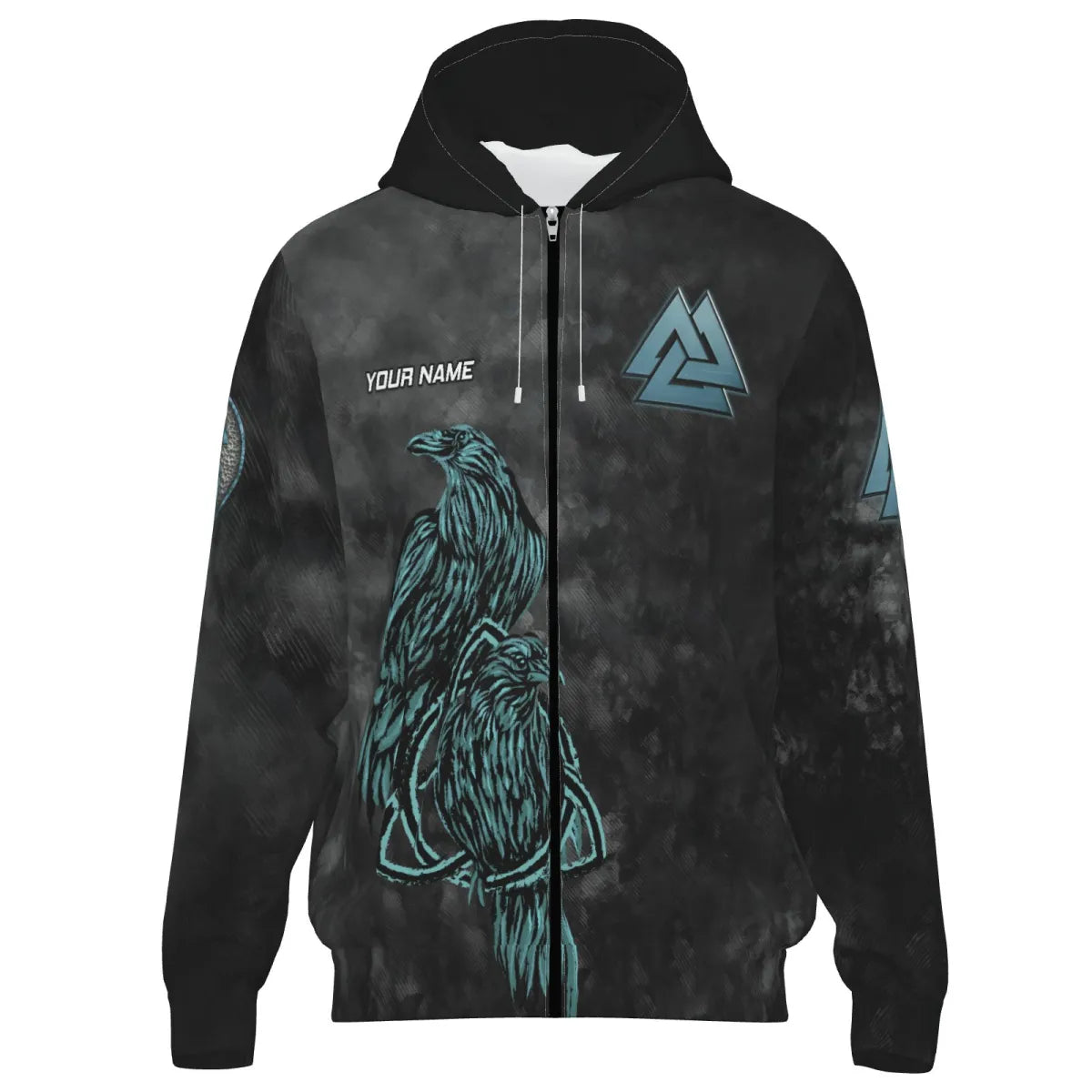 Personalisiertes Dartshirt Herren Wikinger-Design Raben & Valknut VK3238