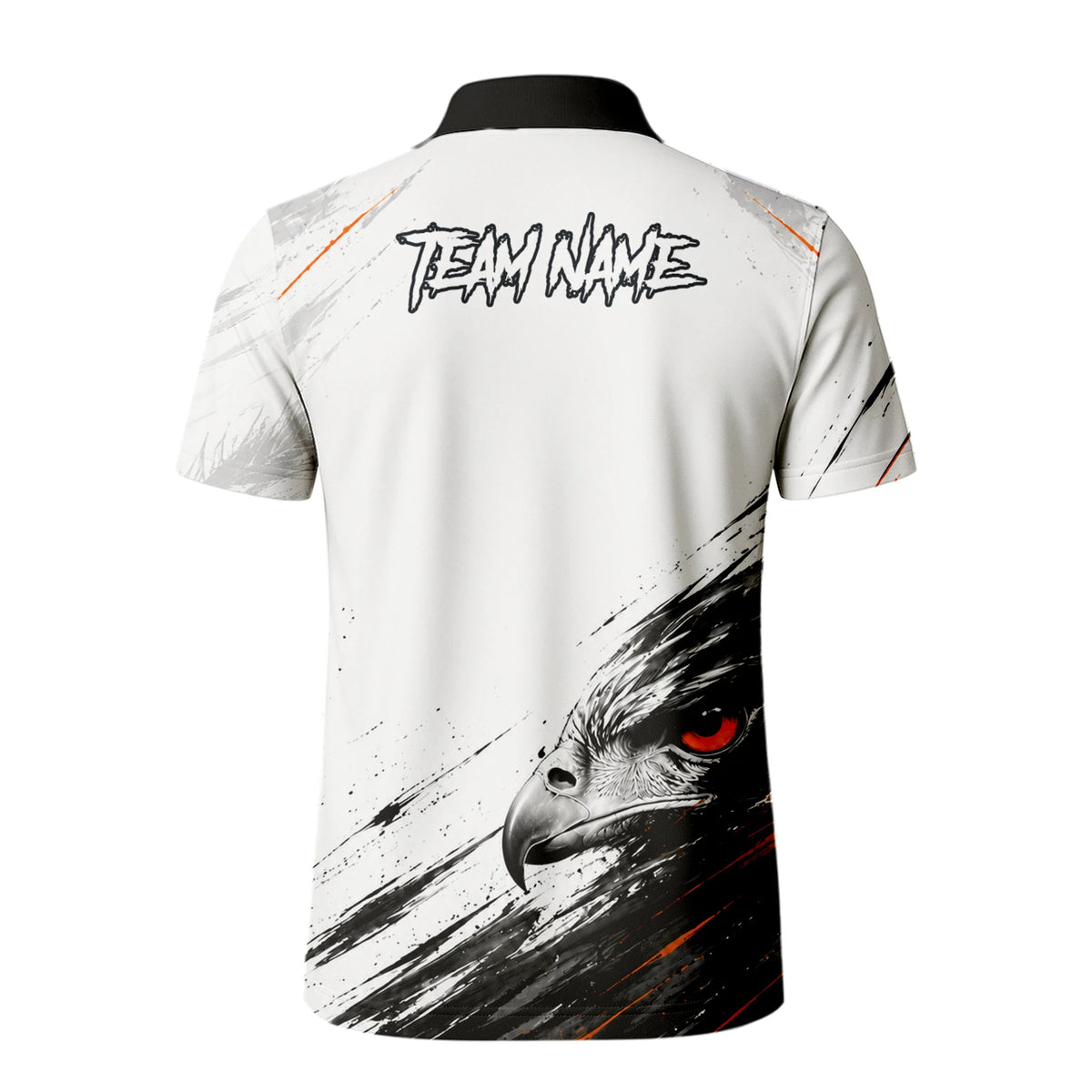 Personalisiertes Dartshirt mit weiß-schwarz-orangenem Adler für Herren V695