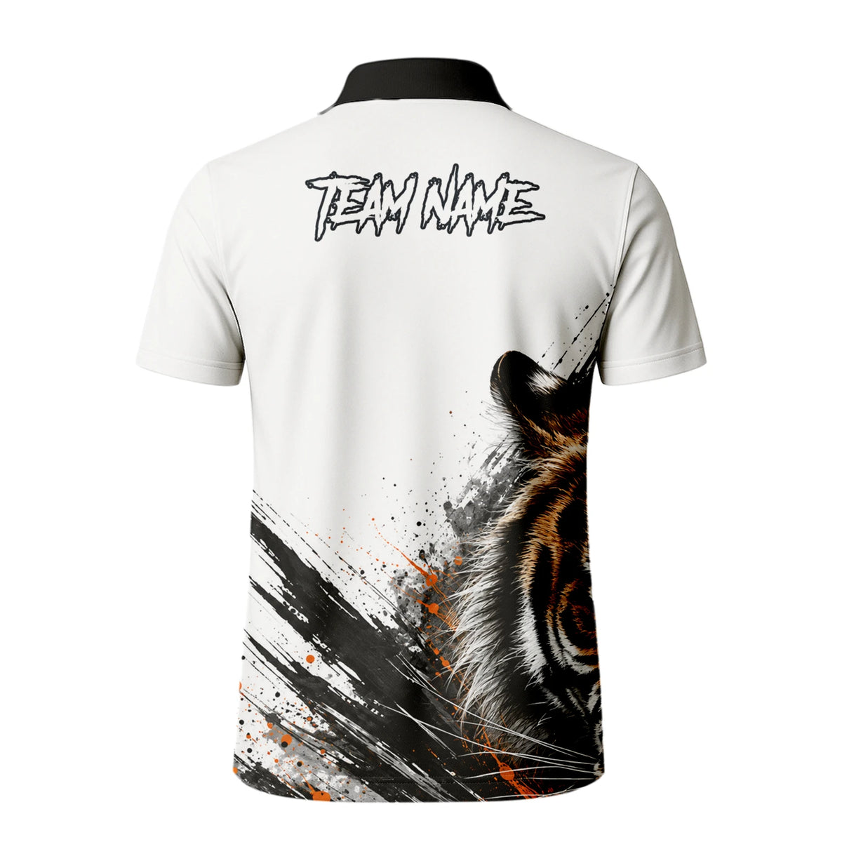 Personalisiertes Dartshirt mit weiß-schwarz-orangenem Tiger für Herren N832