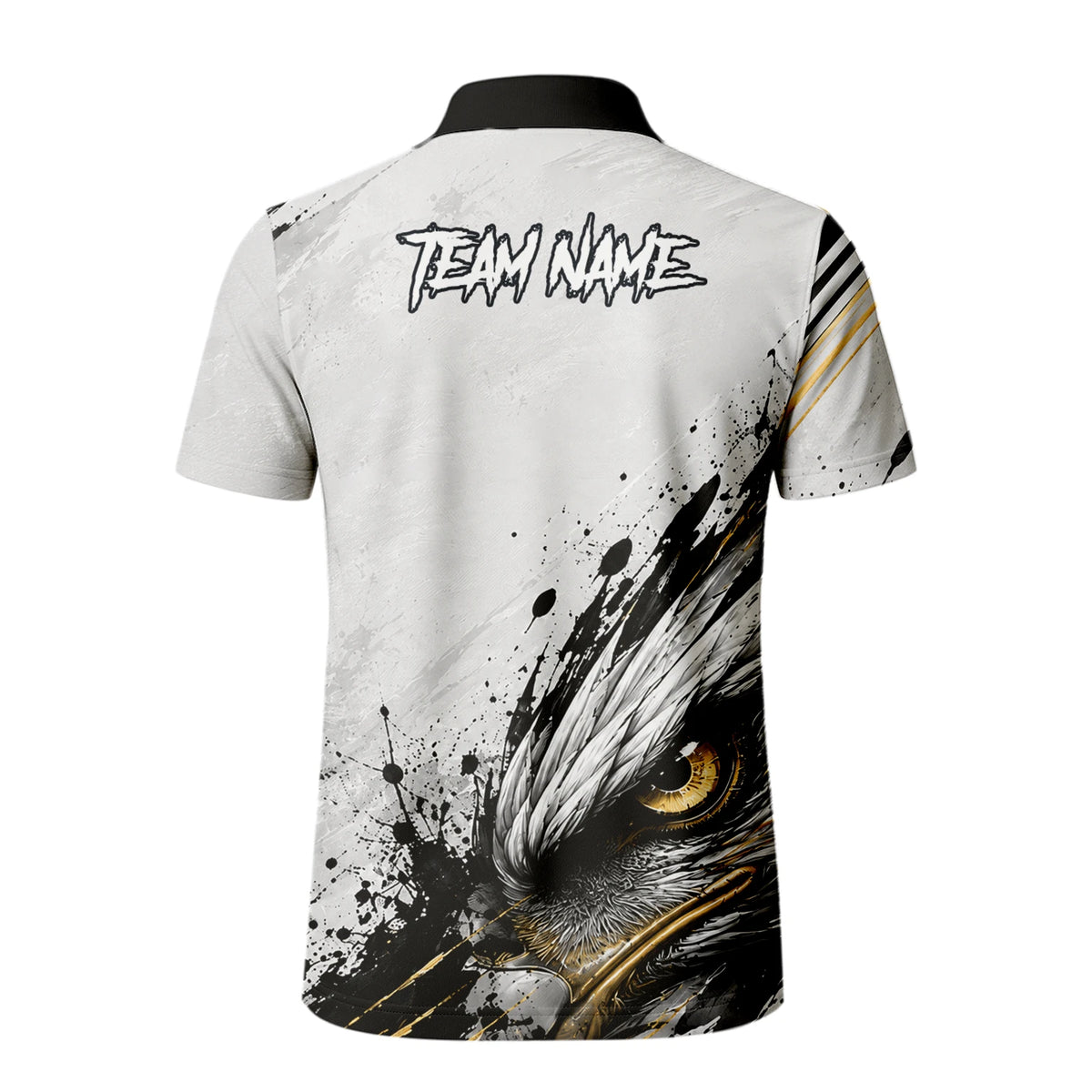 Personalisiertes Dartshirt mit weiß-schwarz-goldenem Weißkopfseeadler für Herren S805