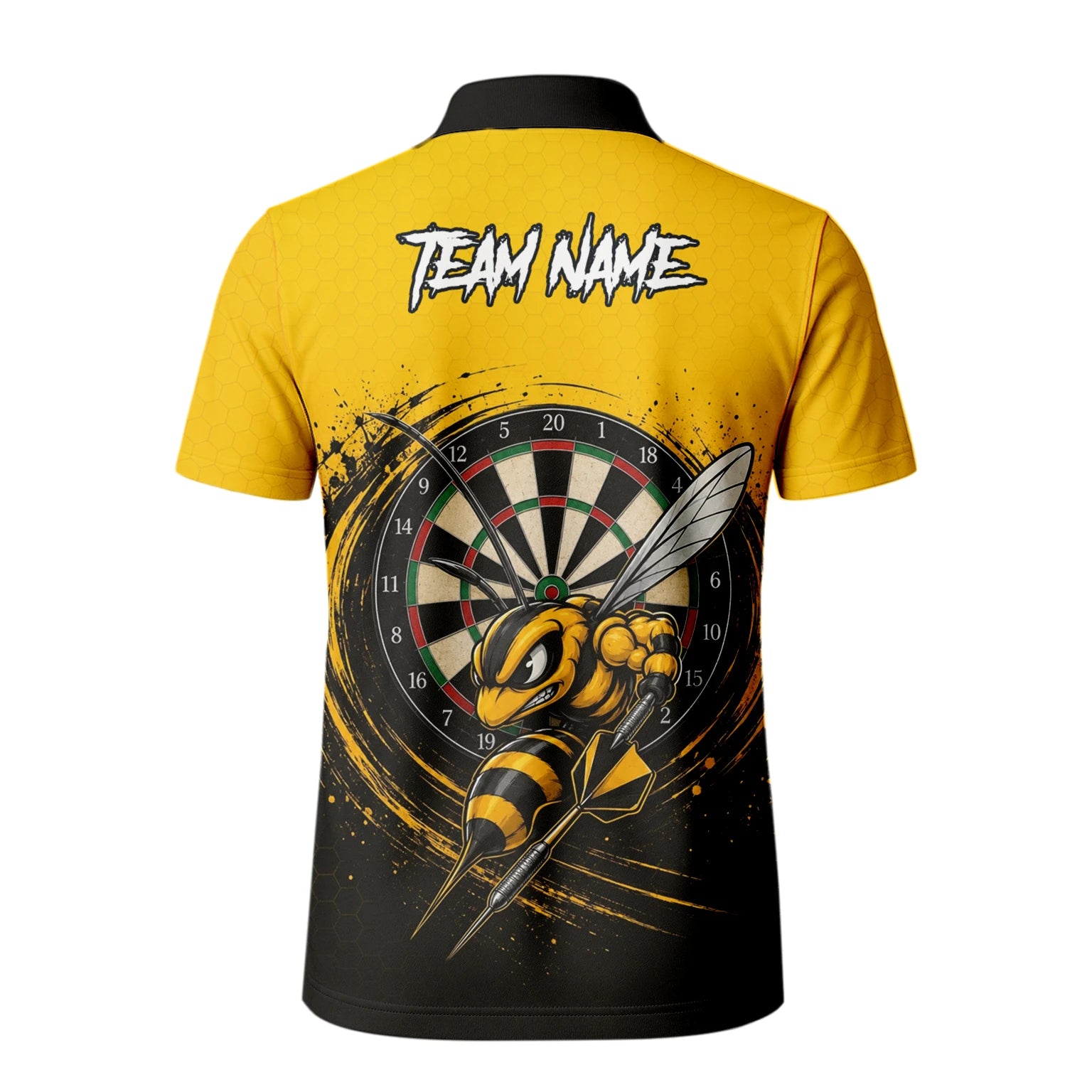Personalisiertes Gelb-schwarzes Wespen-Dartshirt für Herren F032