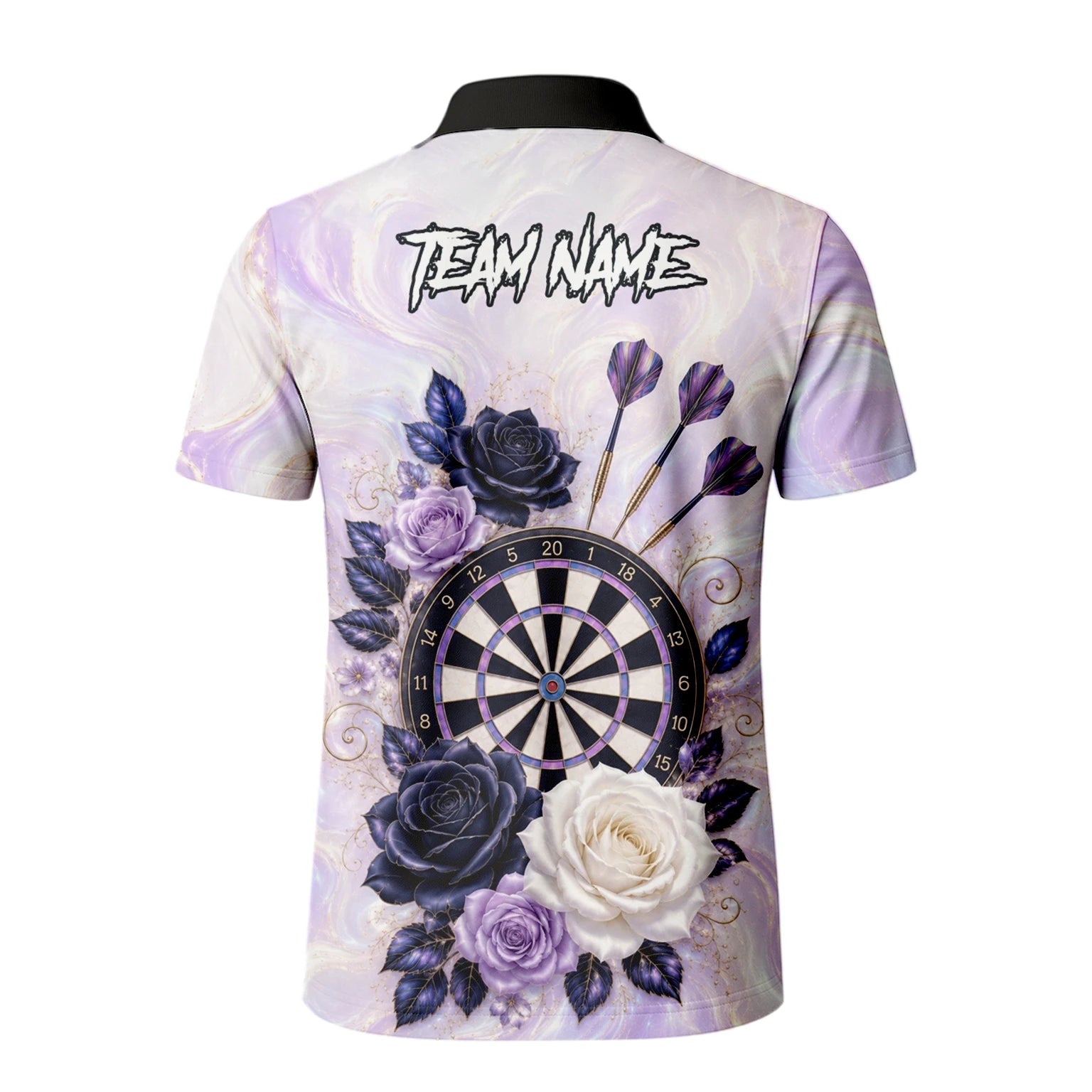 Personalisiertes Lila Marmor-Rosen Dart Poloshirt für Herren S206