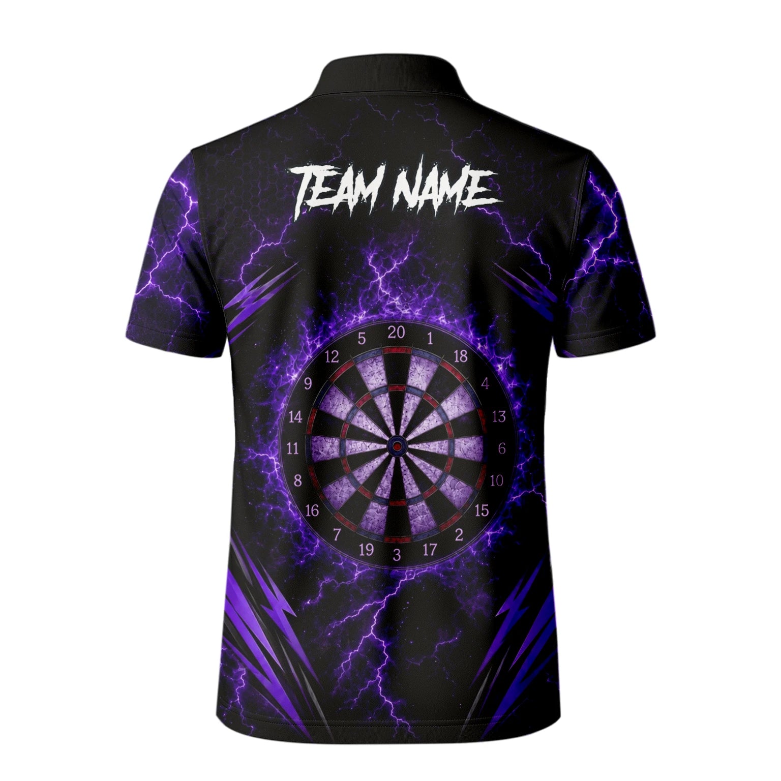 Personalisiertes Schwarz-lila Skeletthand-Dartshirt für Herren H822