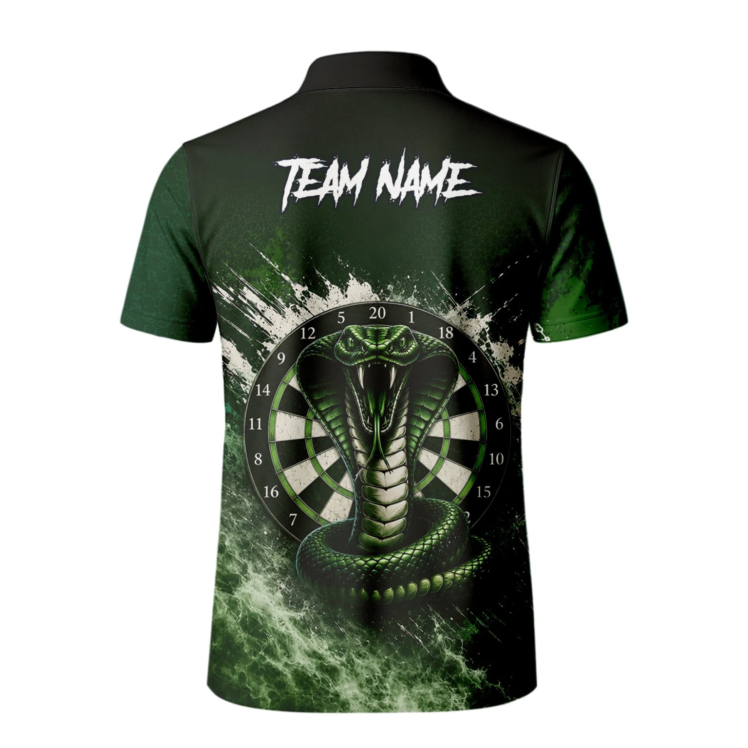 Personalisiertes Grün-schwarzes Kobra-Dartboard Dartshirt für Herren M244