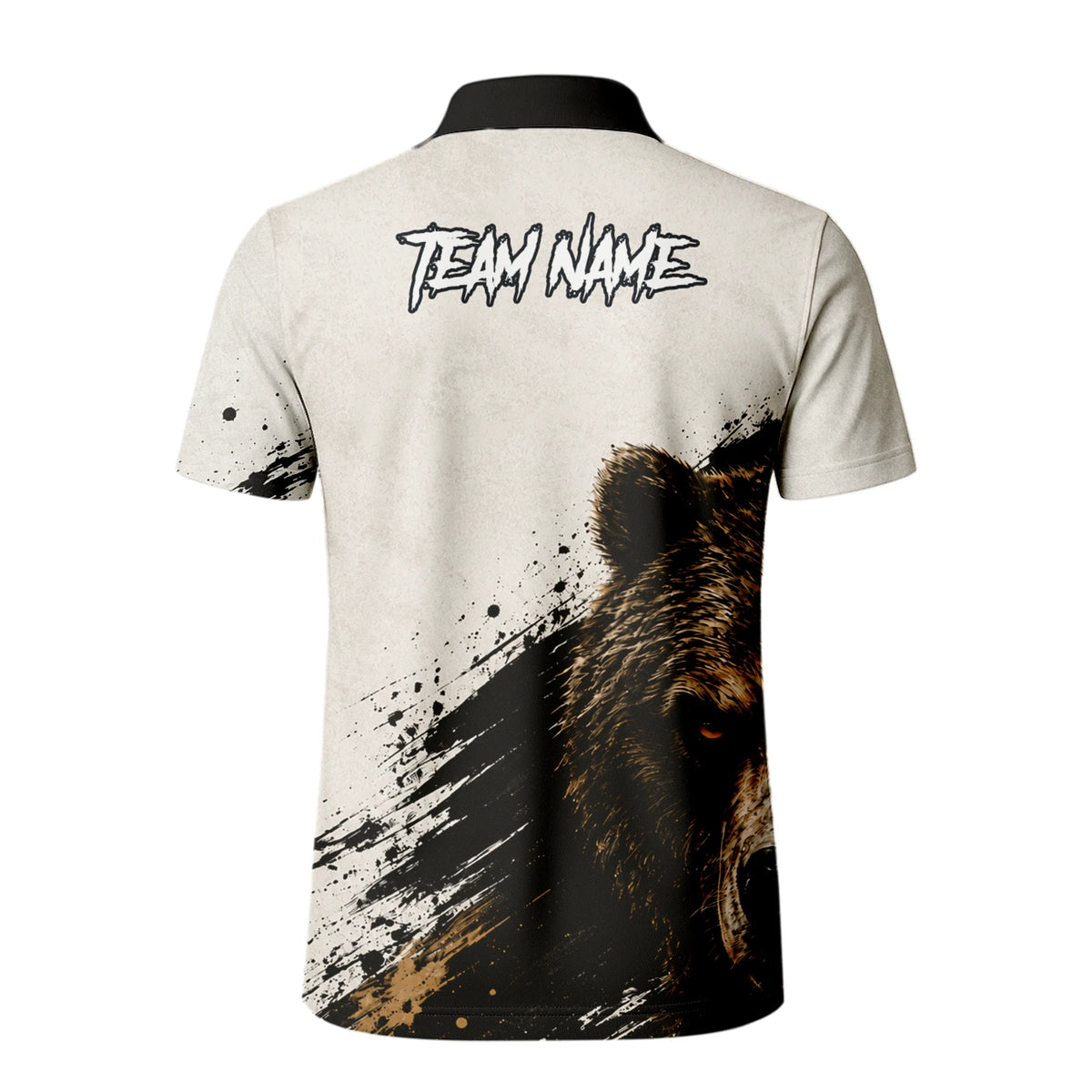 Personalisiertes Dartshirt mit weiß-schwarz-braunem Bären für Herren F926