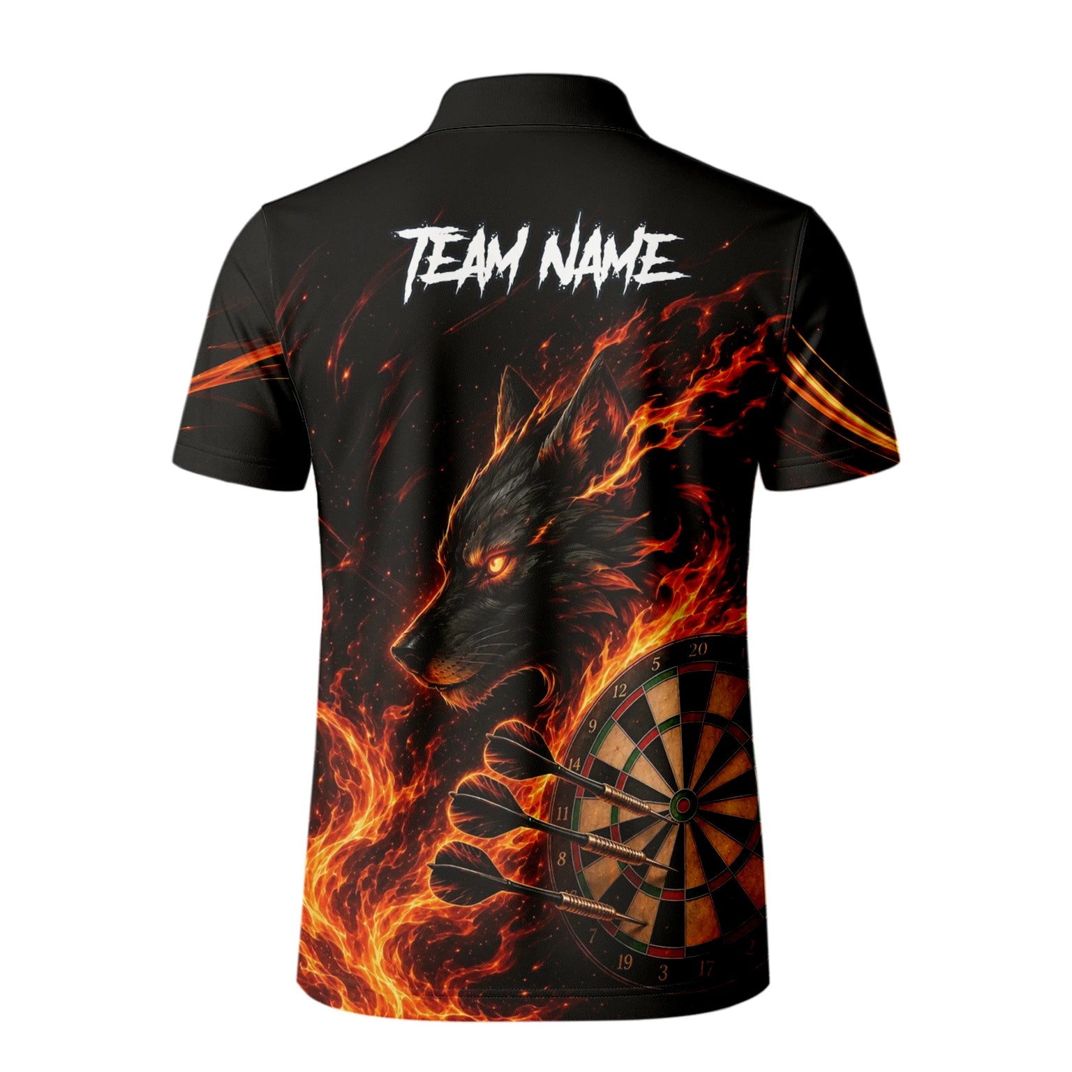 Personalisiertes Flammenwolf Dart Poloshirt für Herren W521