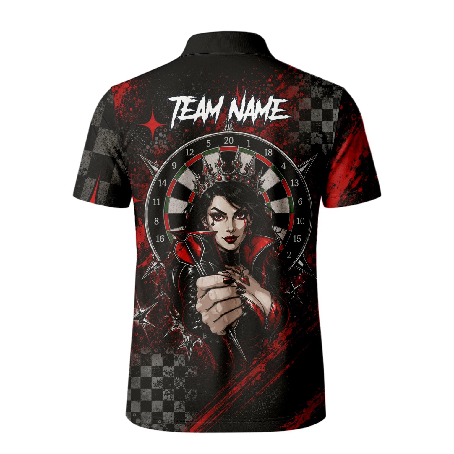 Personalisiertes Schwarz-rotes Herz-Dame-Dartshirt für Herren R803