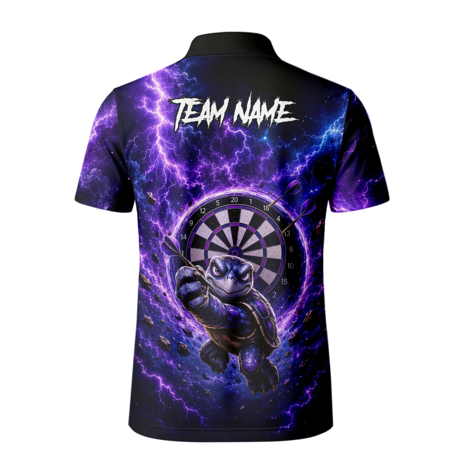 Personalisiertes Lila-schwarzes Schildkröten-Dartshirt für Herren F796