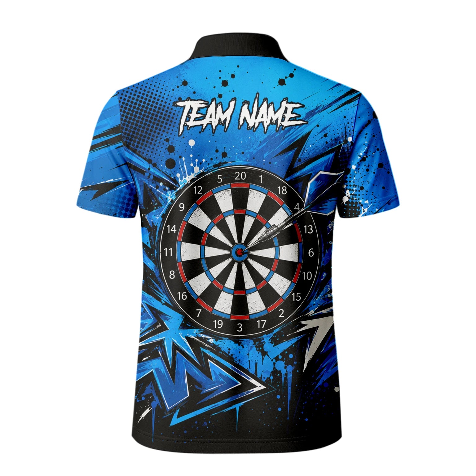 Personalisiertes Blau-schwarzes Bulldoggen-Dartshirt für Herren D529