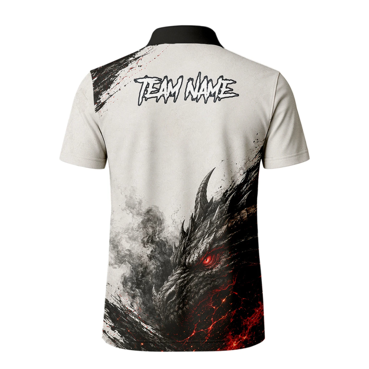 Personalisiertes Dartshirt mit weiß-schwarz-rotem Drachen für Herren Z061