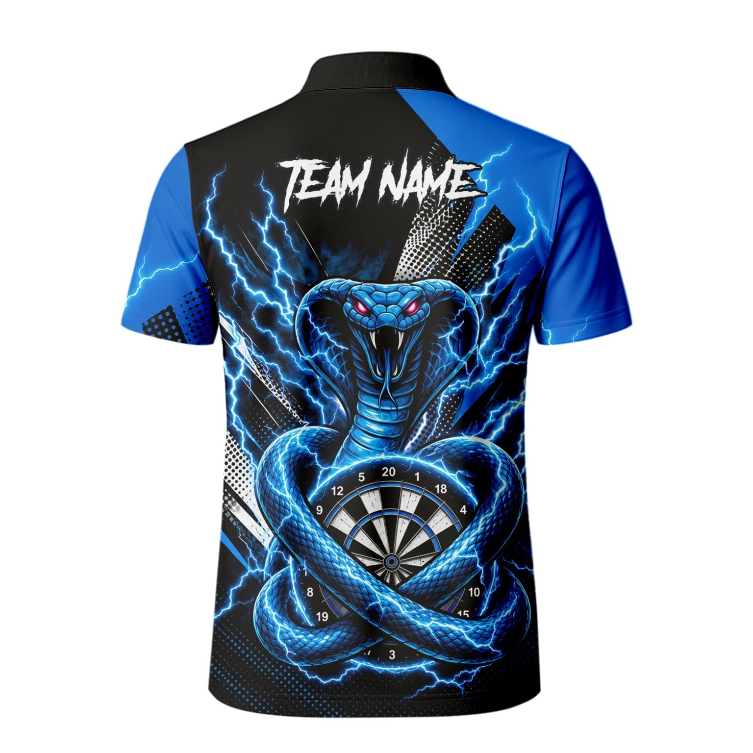 Personalisiertes Blaues Kobra-Blitz Dart Poloshirt für Herren S015