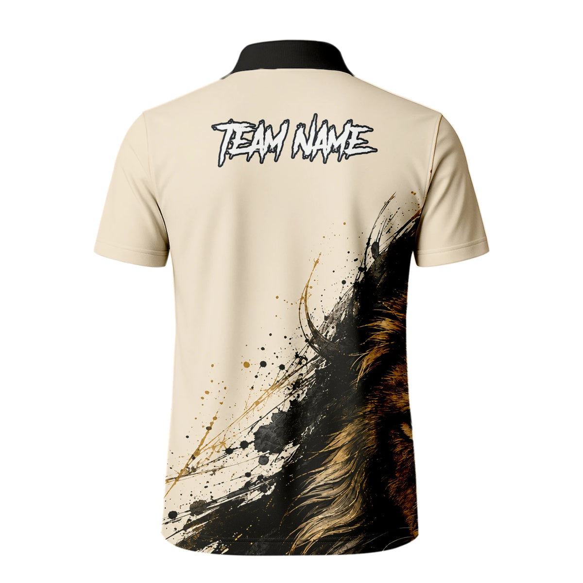 Personalisiertes Dartshirt mit creme-schwarz-goldenem Löwen für Herren Q209