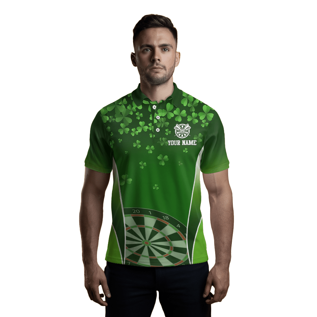 3D Grüne Kleeblätter St. Patrick's Day Herren Dart Polo Shirt L1347 - Outfitsuche