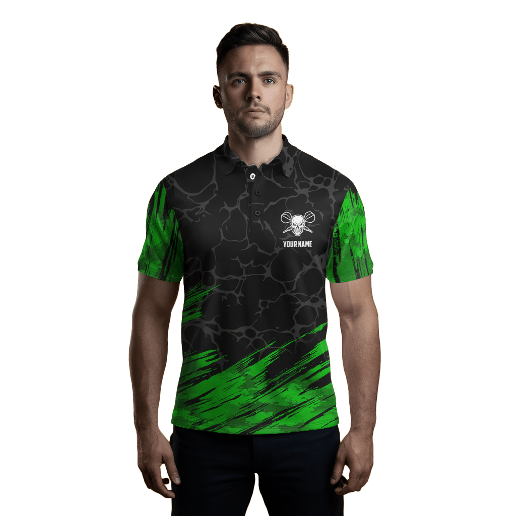 3D Herren Skull Darts Polo Shirt Grün Schwarz - F748 Green t6853 F748 - Outfitsuche