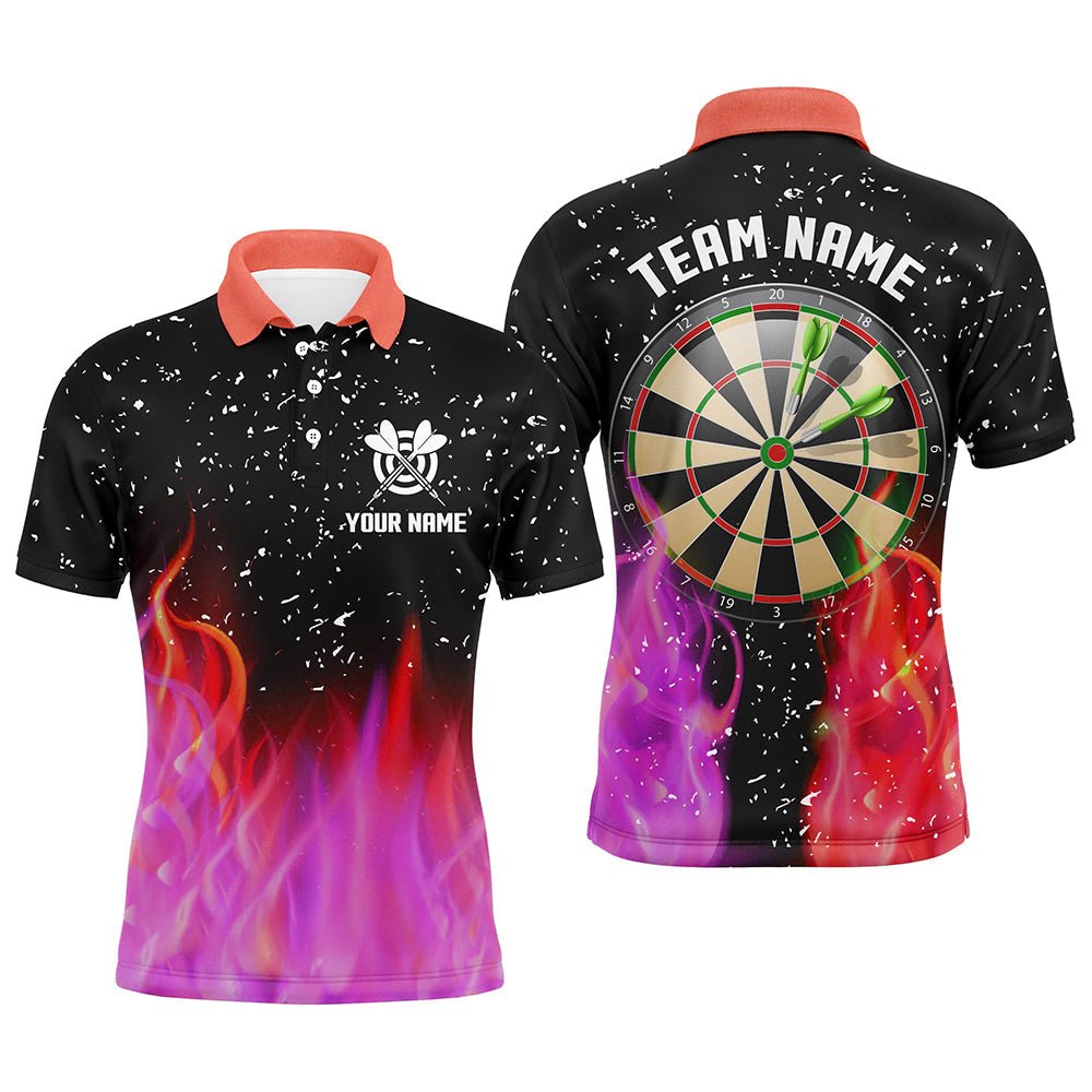 3D Rotes und Pinkes Feuer Dartboard Herren Darts Polo Shirt | Personalisierte Dart Shirts für Team Dart Trikots T1213 - Outfitsuche