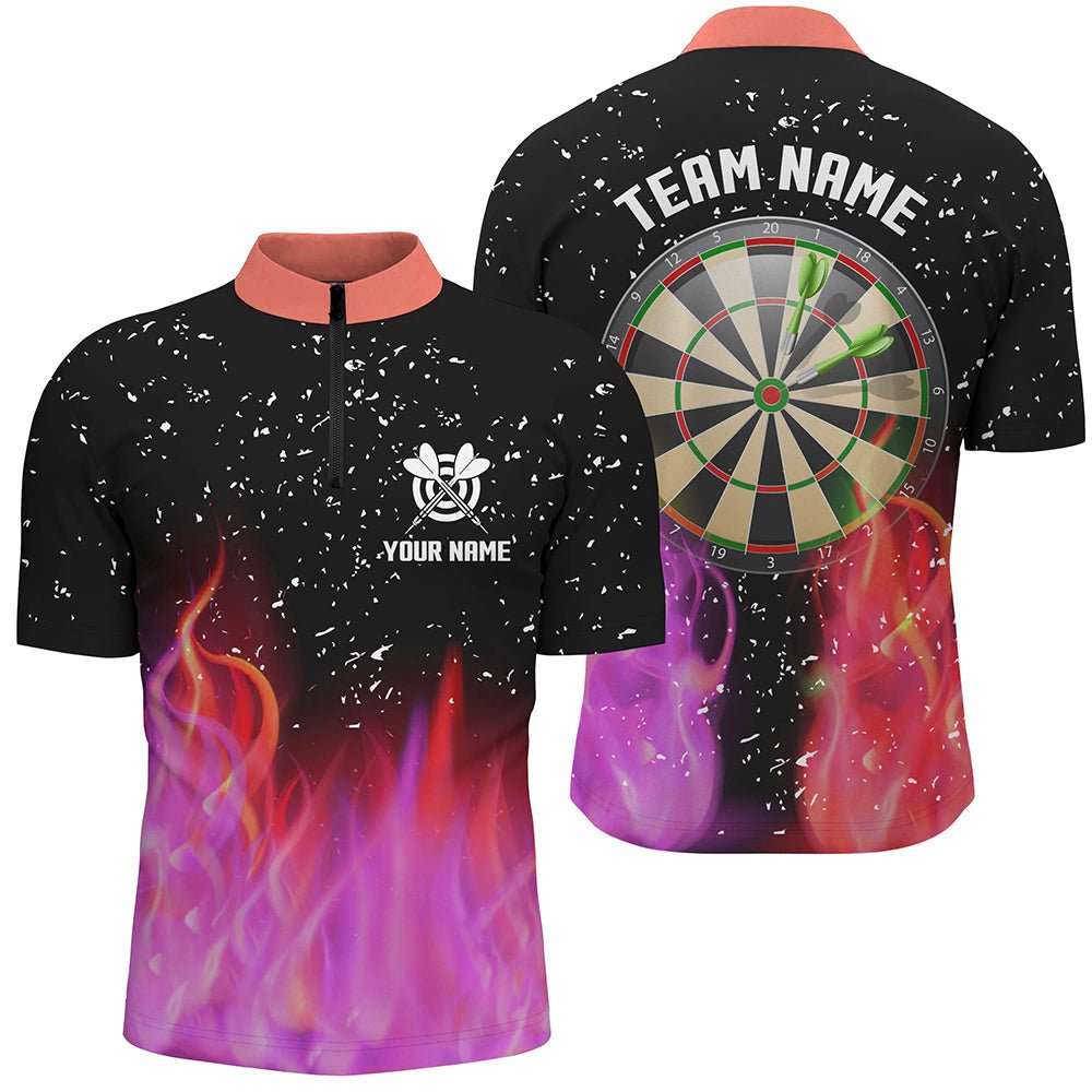 3D Rotes und Pinkes Feuer Dartboard Herren Darts Polo Shirt | Personalisierte Dart Shirts für Team Dart Trikots T1213 - Outfitsuche