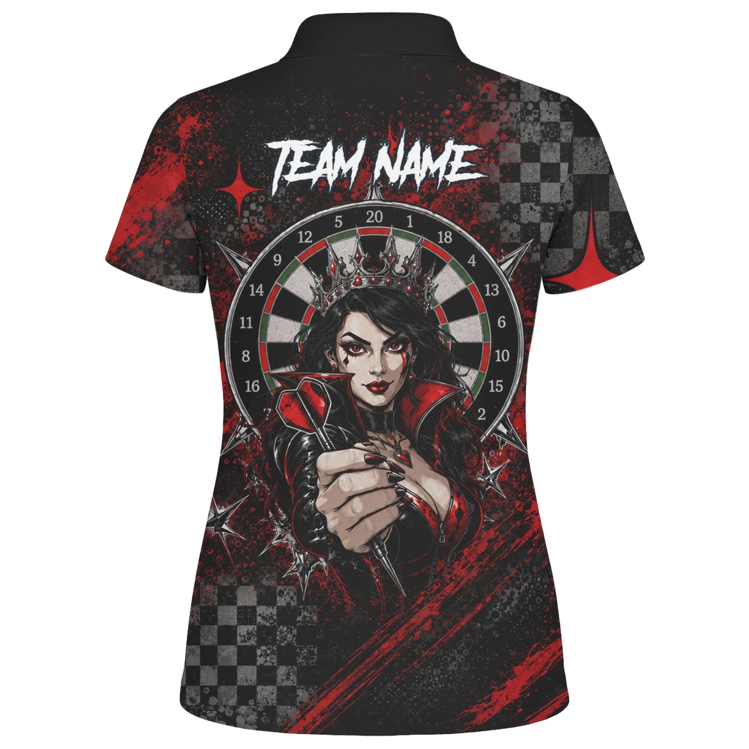 Personalisiertes Schwarz-rotes Herz-Dame-Dartshirt für Damen R803