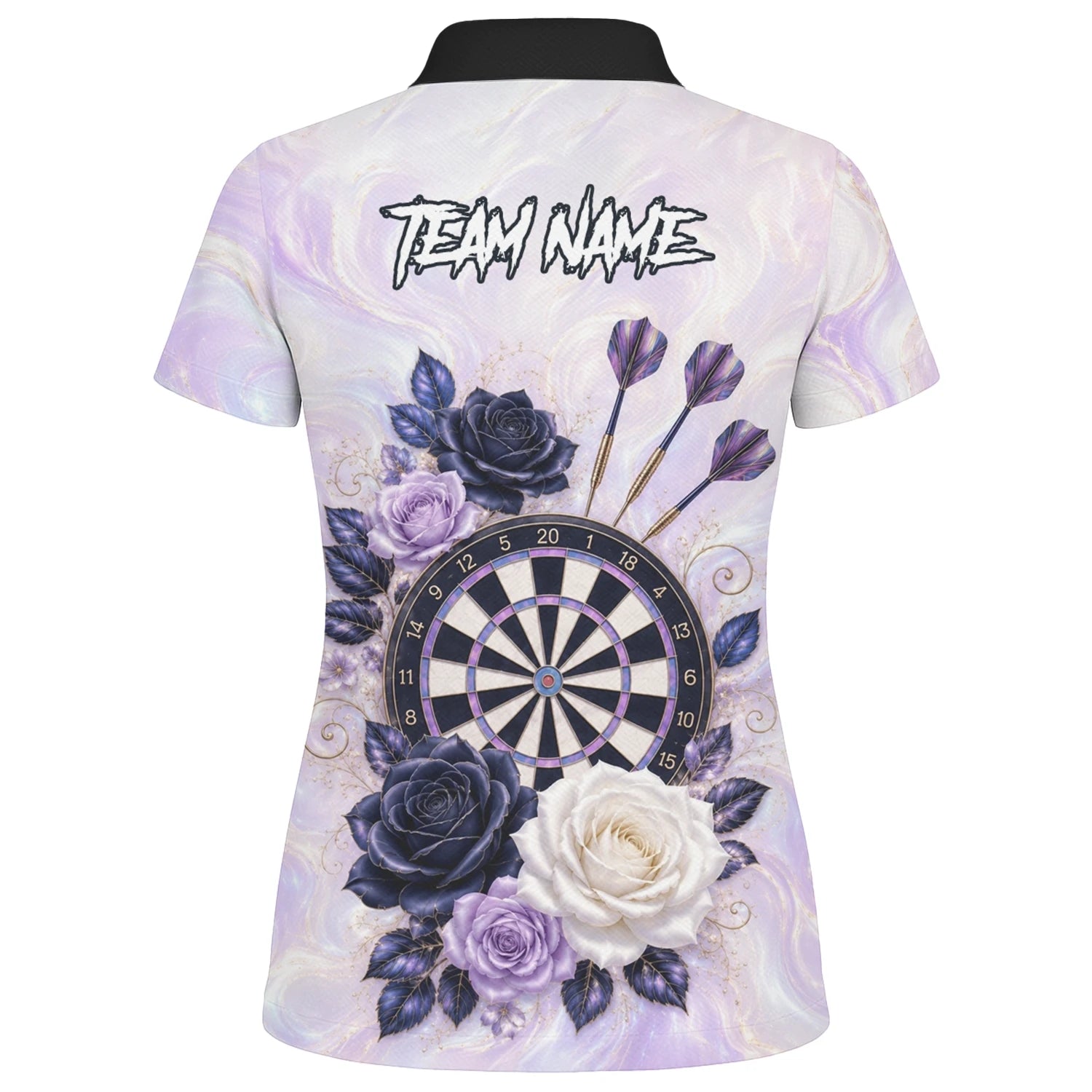 Personalisiertes Lila Marmor-Rosen Dart Poloshirt für Damen S206