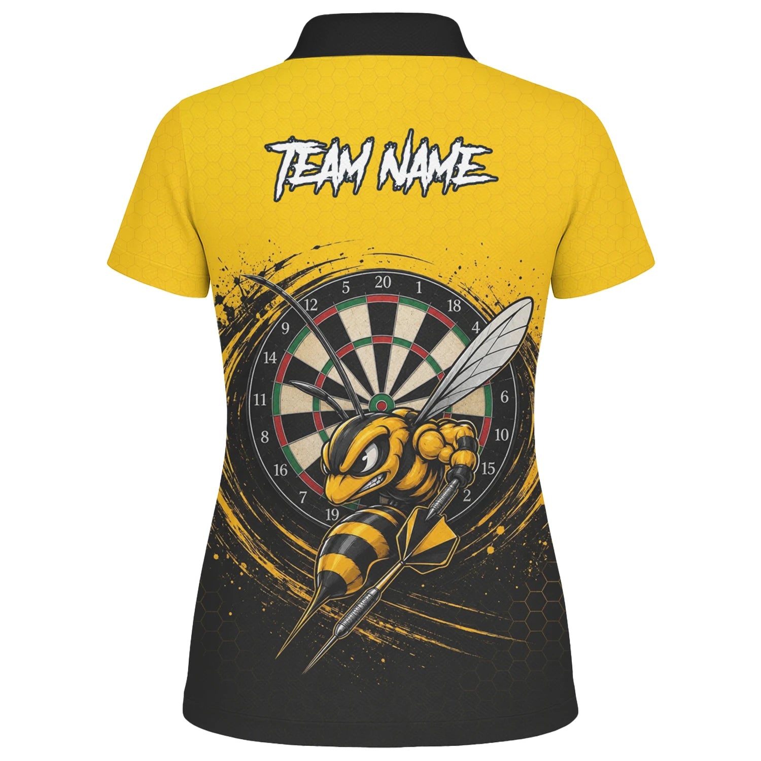 Personalisiertes Gelb-schwarzes Wespen-Dartshirt für Damen F032
