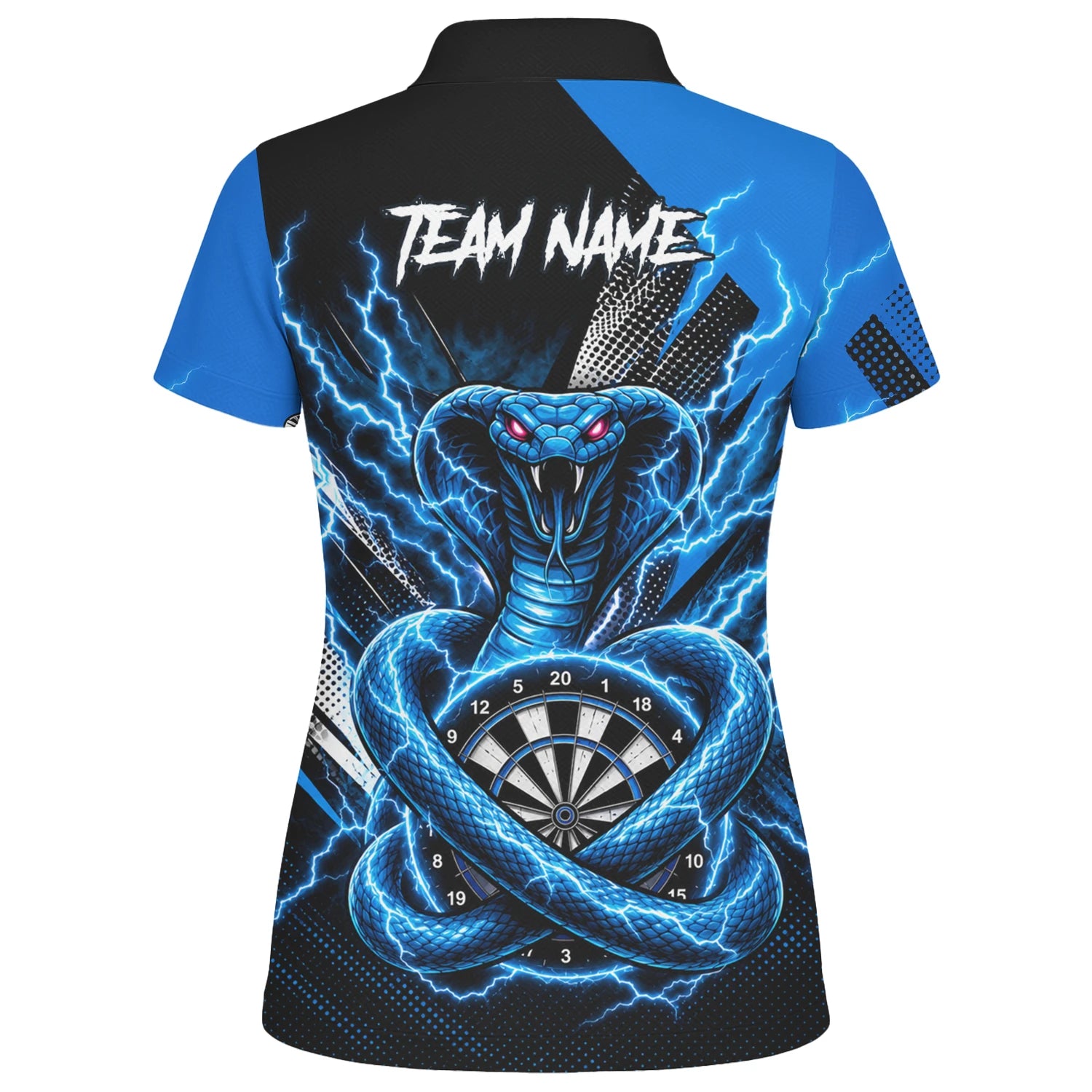 Personalisiertes Blaues Kobra-Blitz Dart Poloshirt für Damen S015