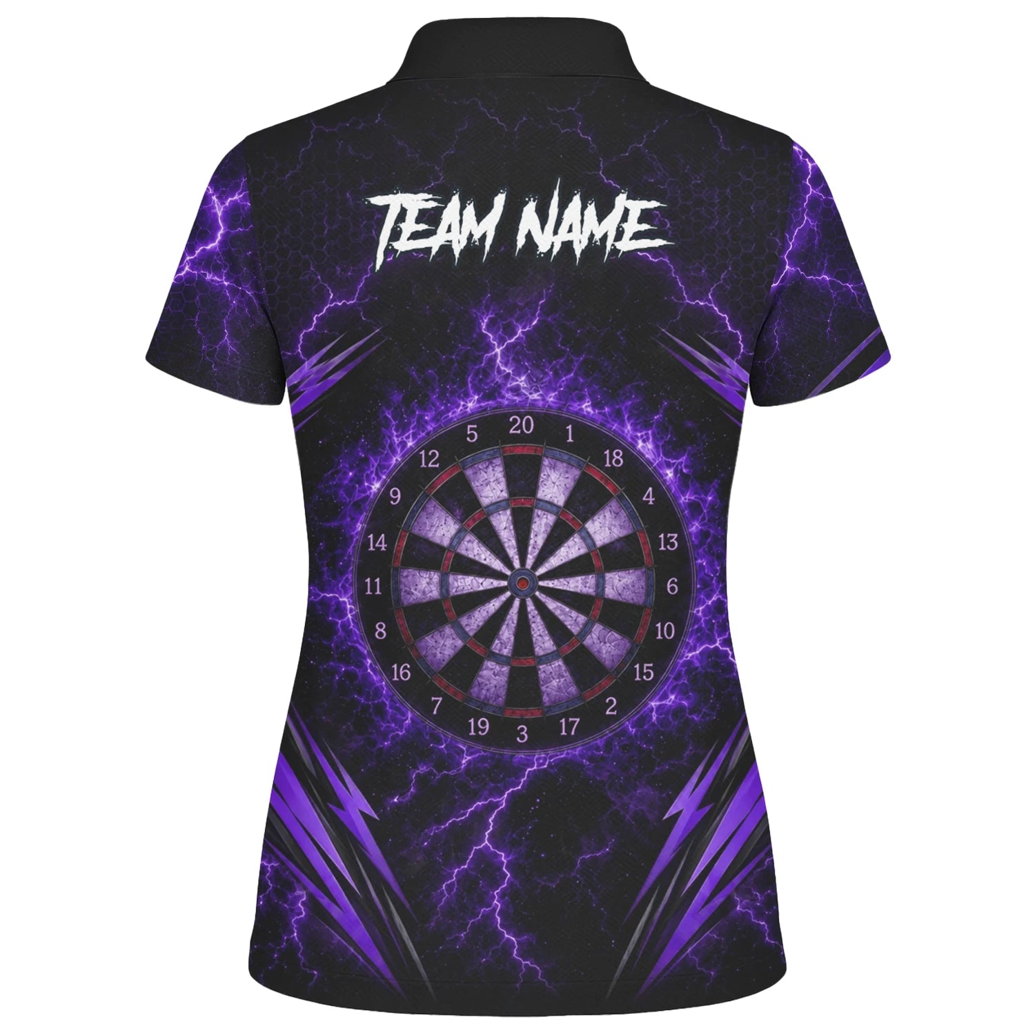 Personalisiertes Schwarz-lila Skeletthand-Dartshirt für Damen H822