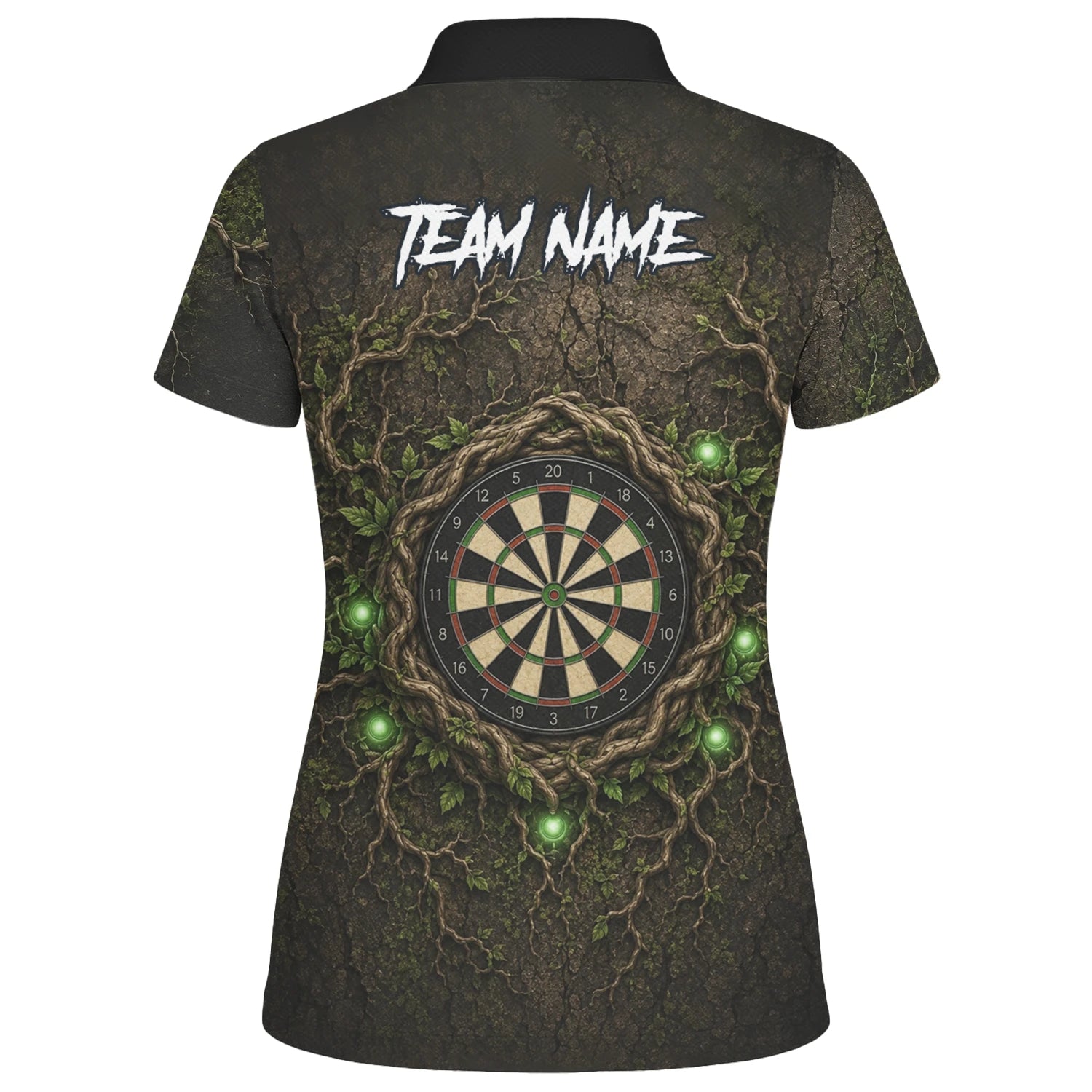 Personalisiertes Dunkelgrünes Baumwesen-Dartboard Dartshirt für Damen C913