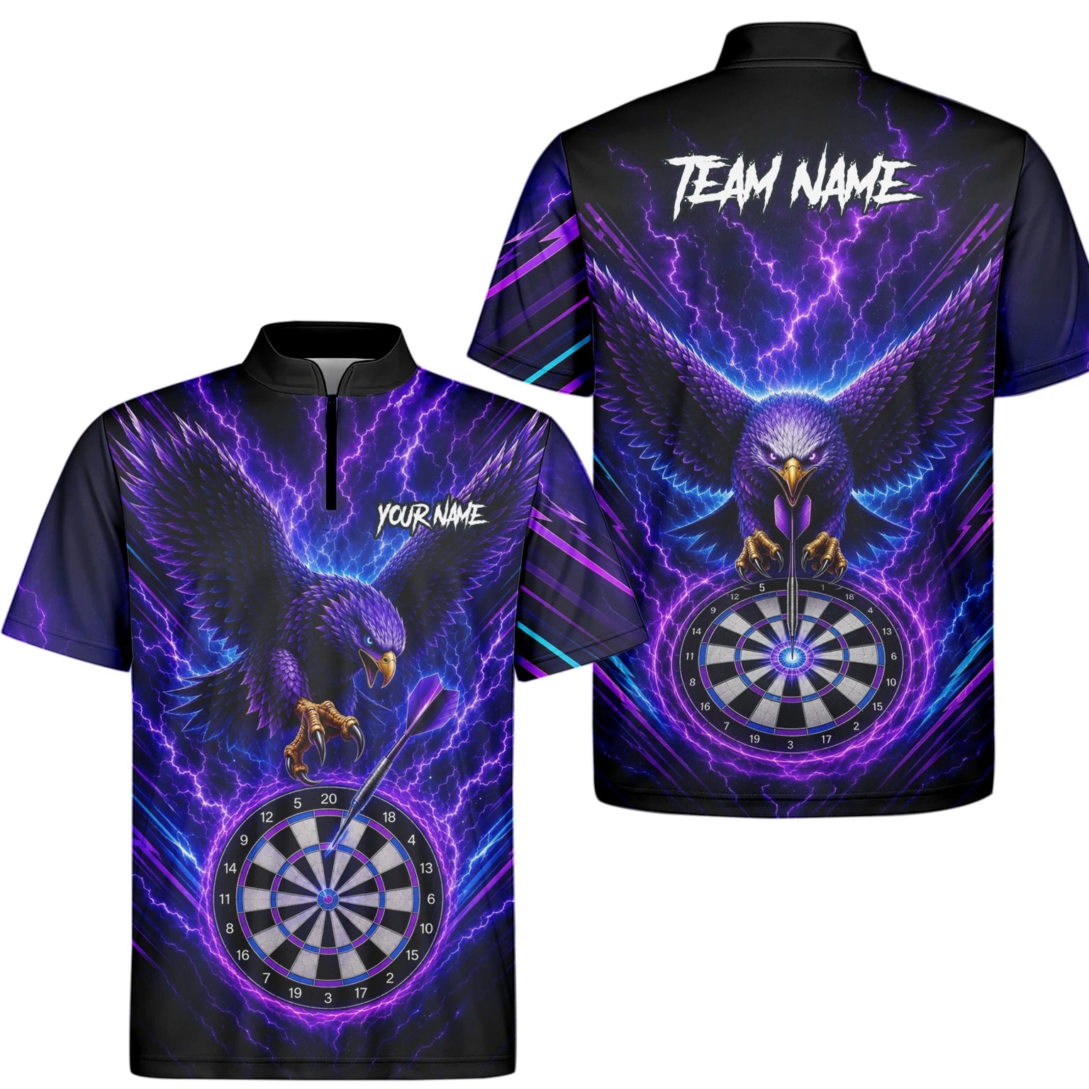 Personalisiertes Lila Adler-Blitz Dart Poloshirt für Herren U478