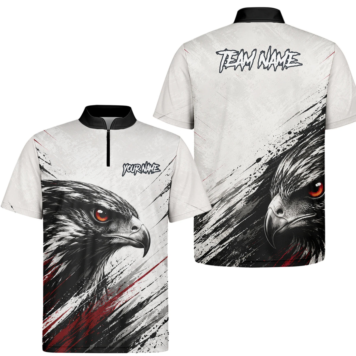Personalisiertes Dartshirt mit weiß-schwarz-rotem Adler für Herren Z577