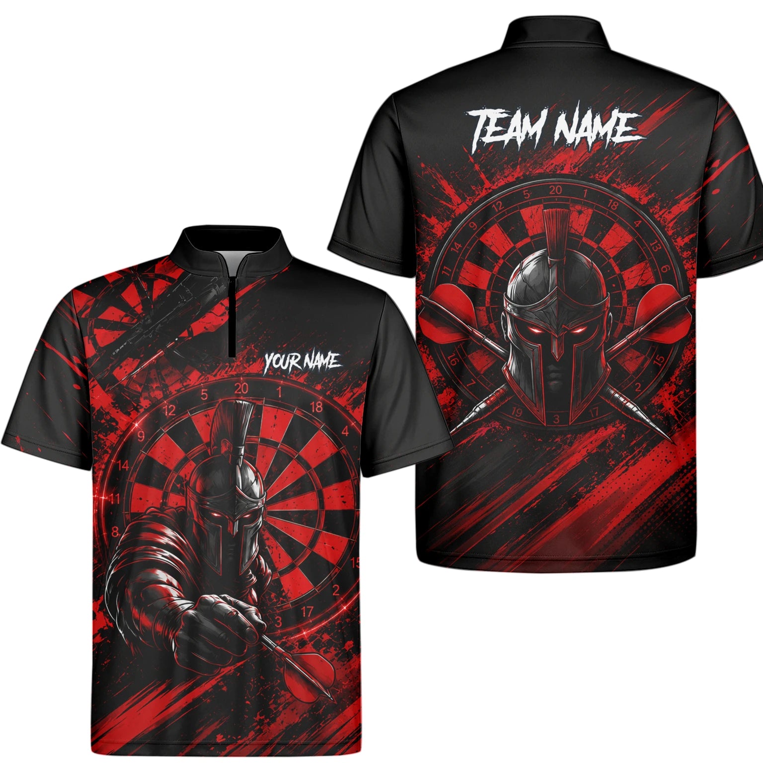 Personalisiertes Rot-schwarzes Spartaner Dart Poloshirt für Herren W276