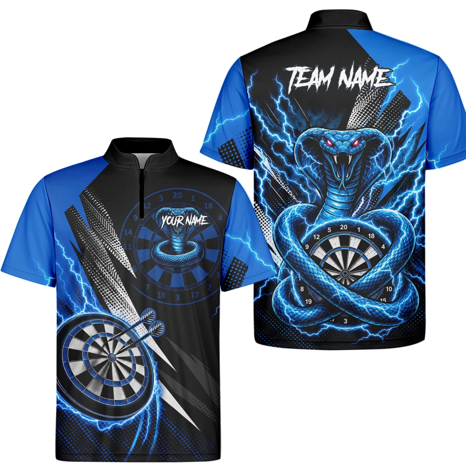 Personalisiertes Blaues Kobra-Blitz Dart Poloshirt für Herren S015