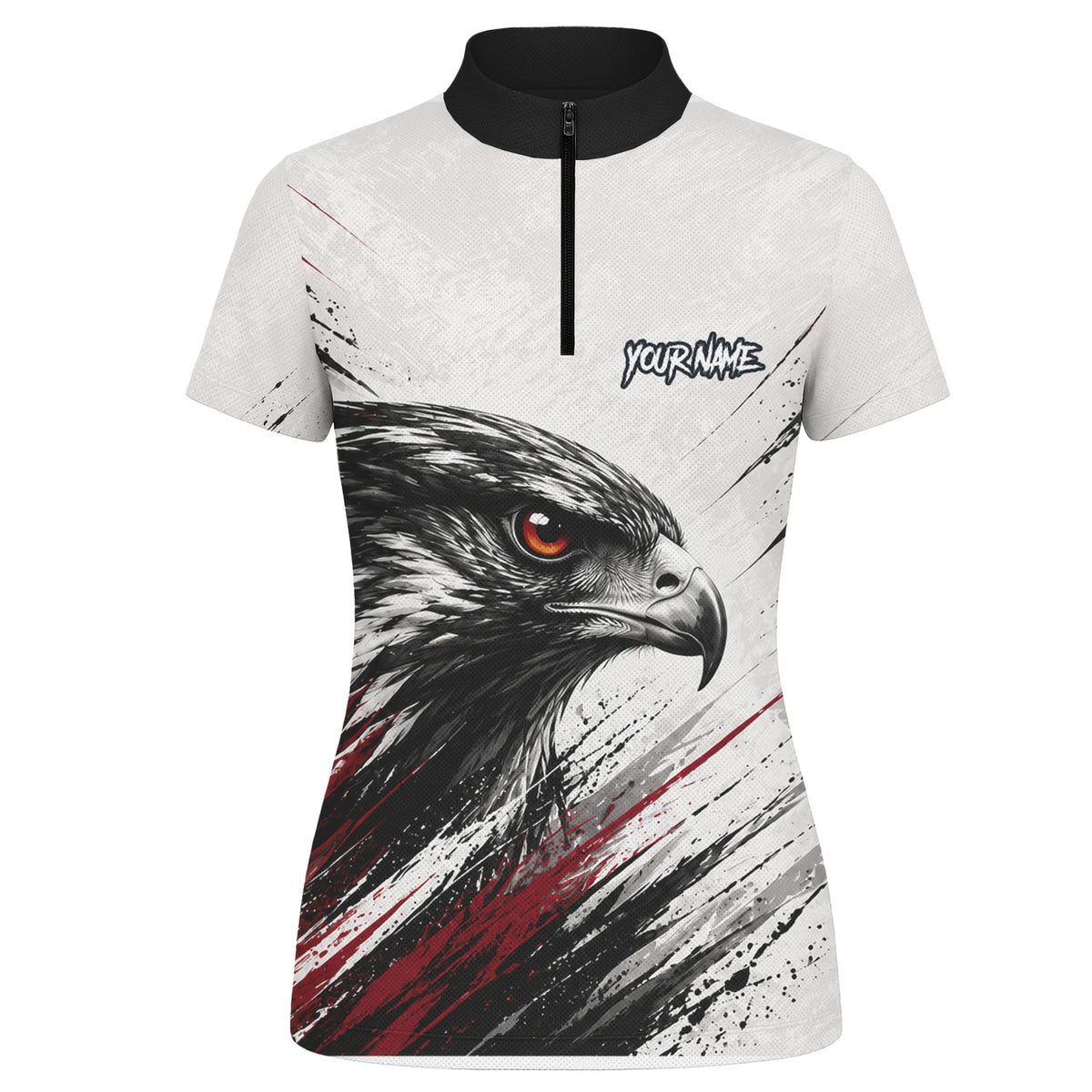 Personalisiertes Dartshirt mit weiß-schwarz-rotem Adler für Damen Z577