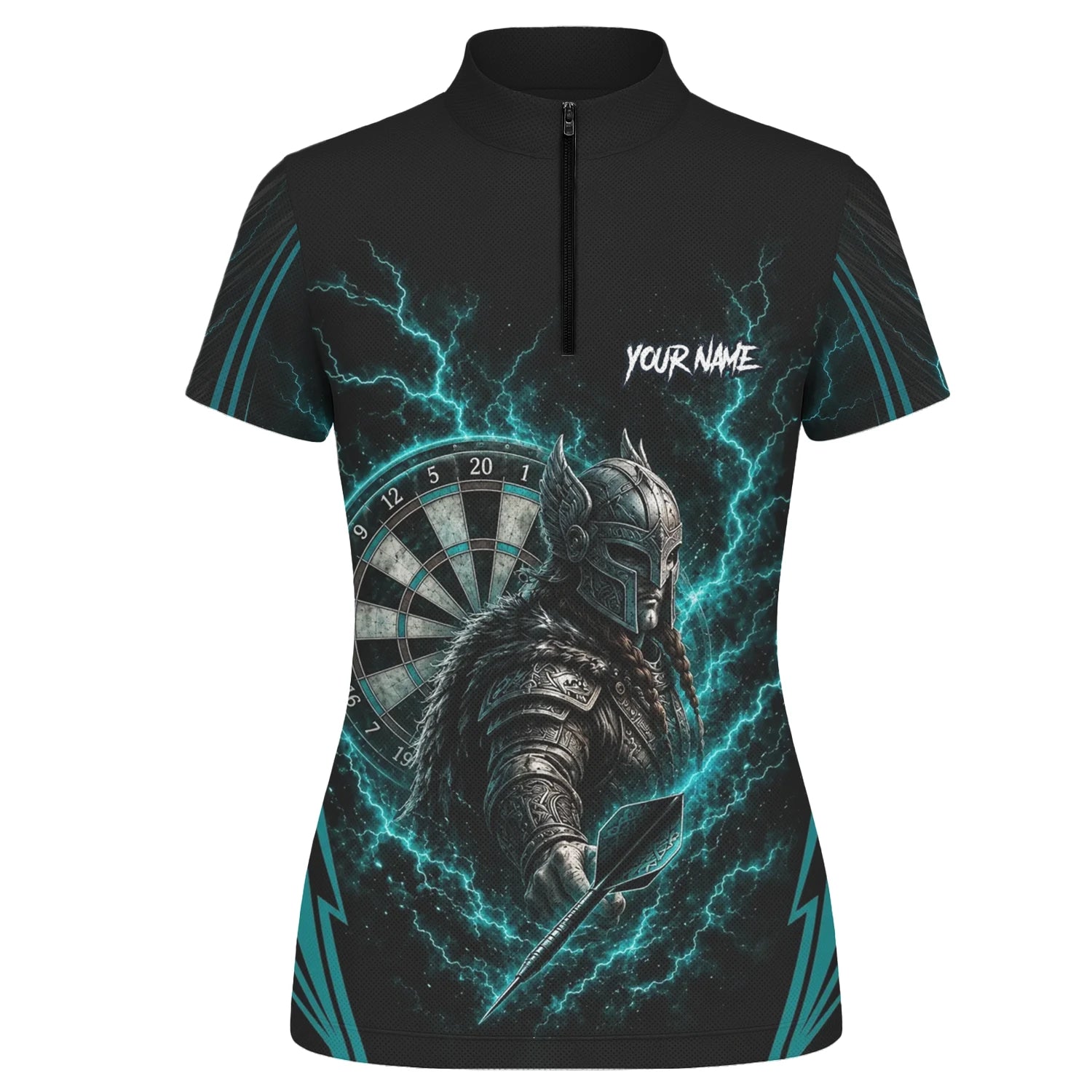 Personalisiertes Türkises Wikinger-Blitz Dart Poloshirt für Damen O328