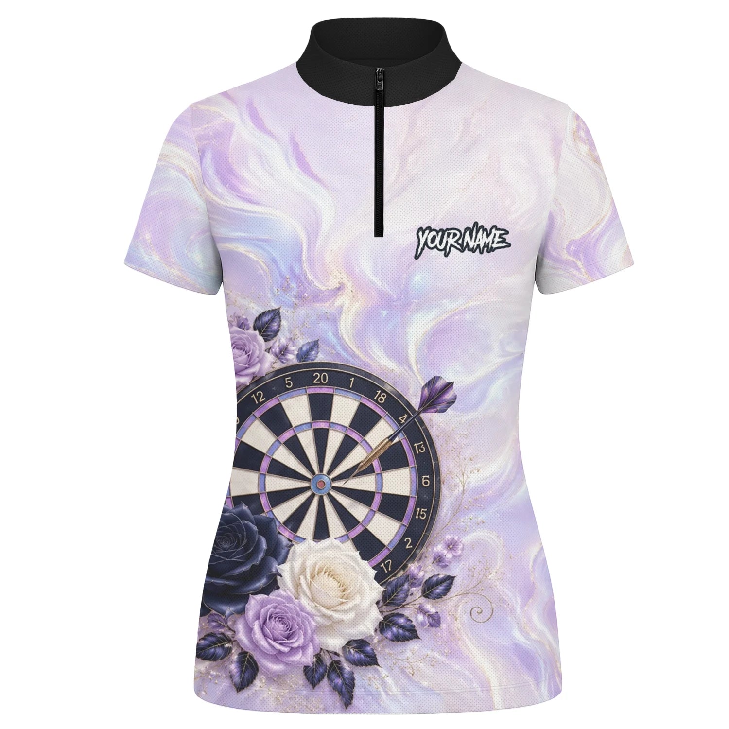 Personalisiertes Lila Marmor-Rosen Dart Poloshirt für Damen S206