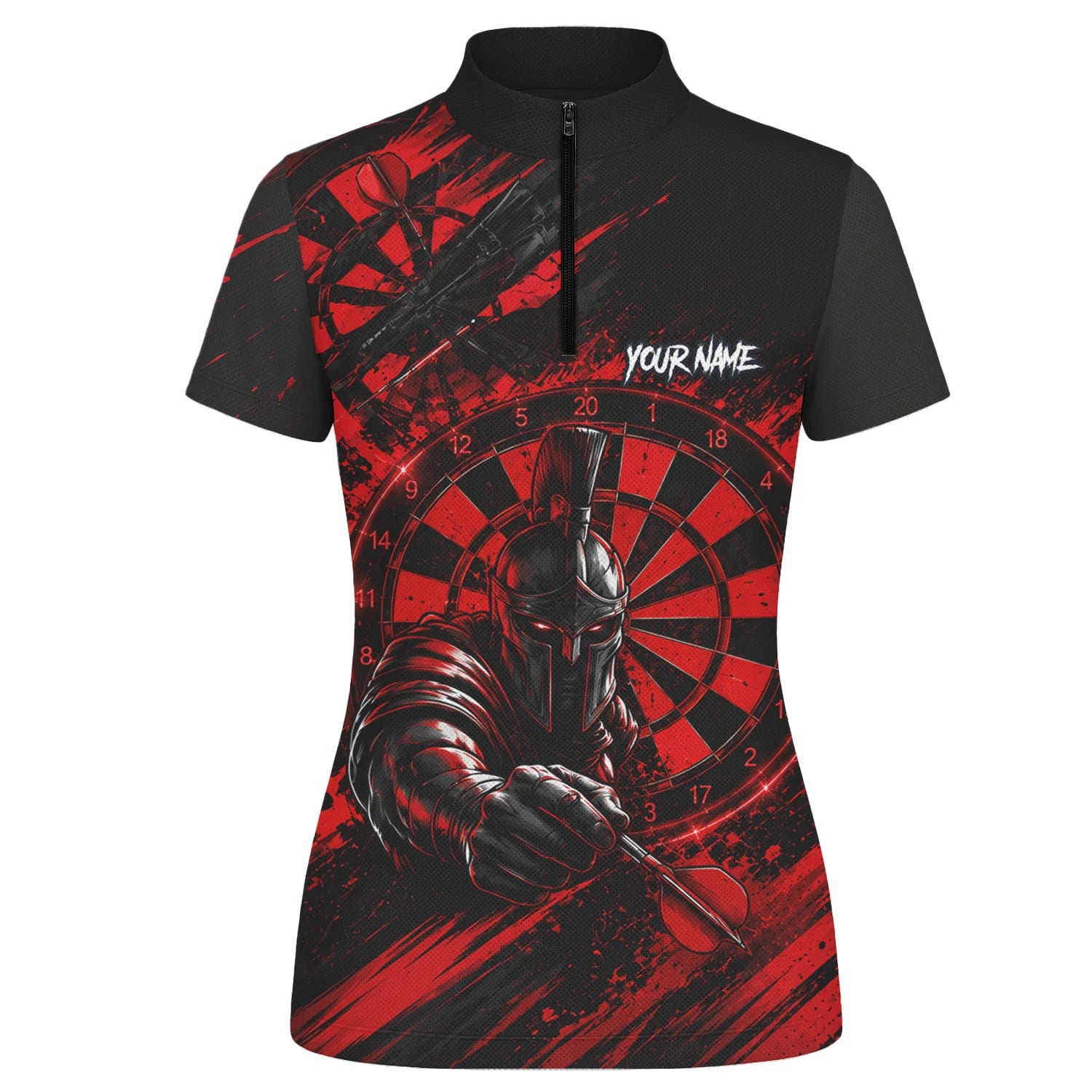 Personalisiertes Rot-schwarzes Spartaner Dart Poloshirt für Damen W276