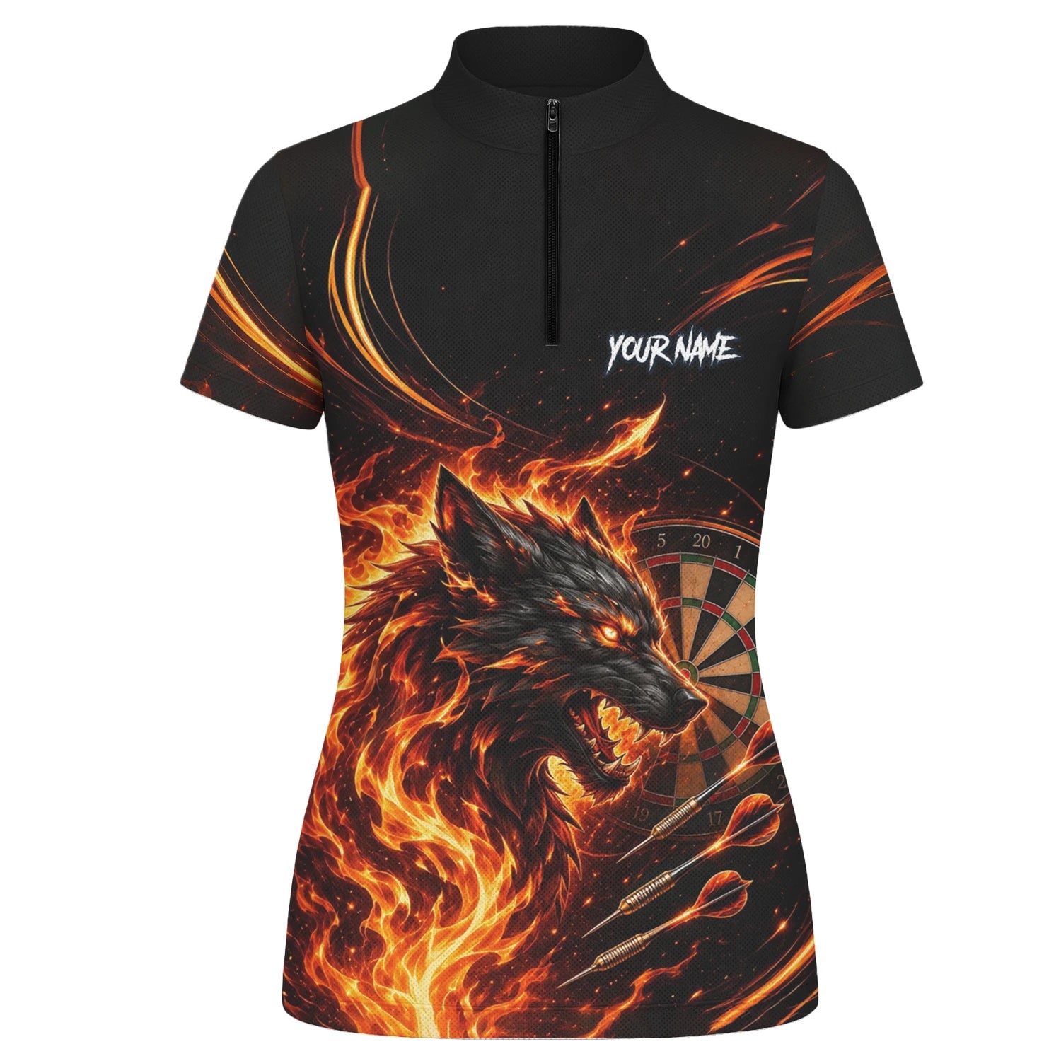 Personalisiertes Flammenwolf Dart Poloshirt für Damen W521