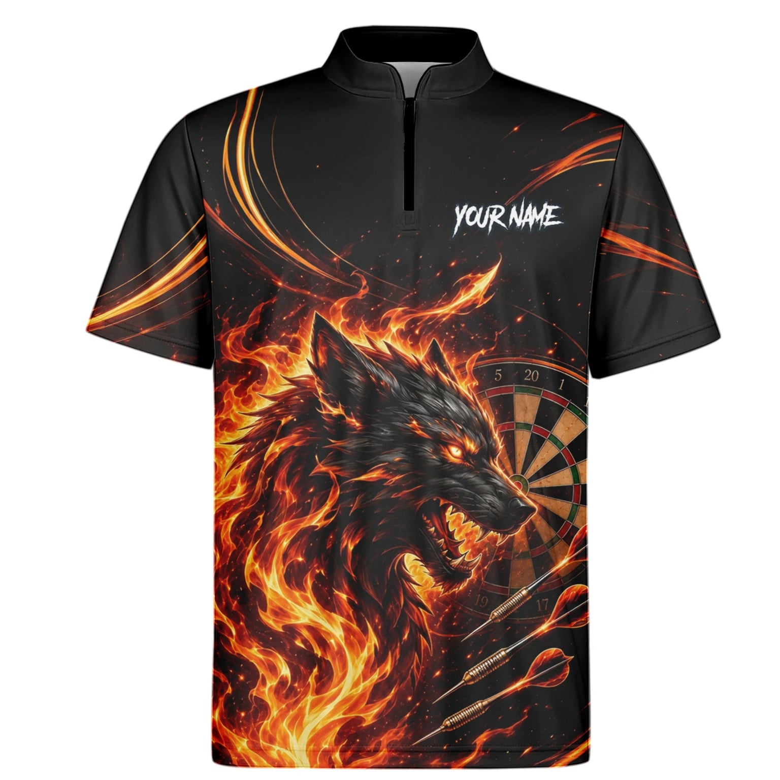 Personalisiertes Flammenwolf Dart Poloshirt für Herren W521