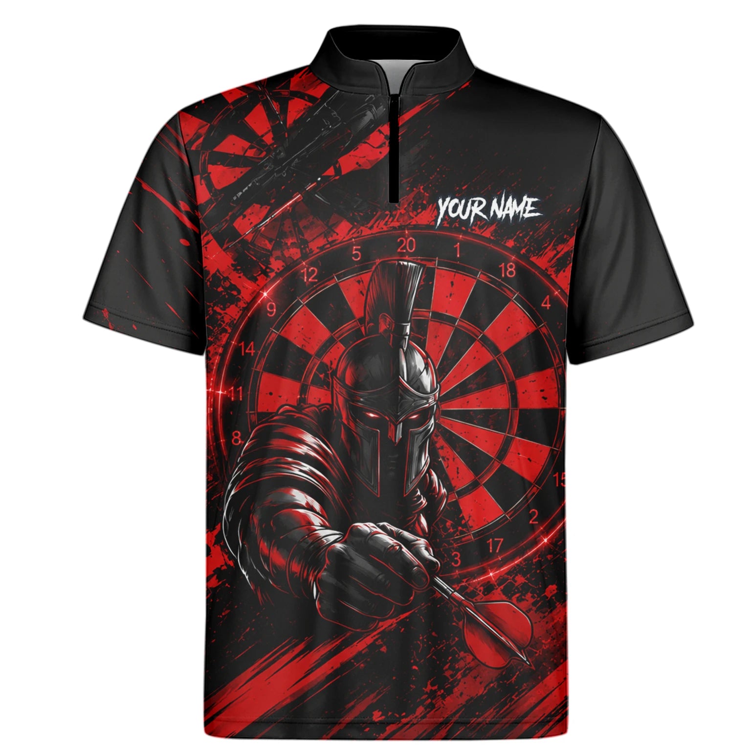 Personalisiertes Rot-schwarzes Spartaner Dart Poloshirt für Herren W276