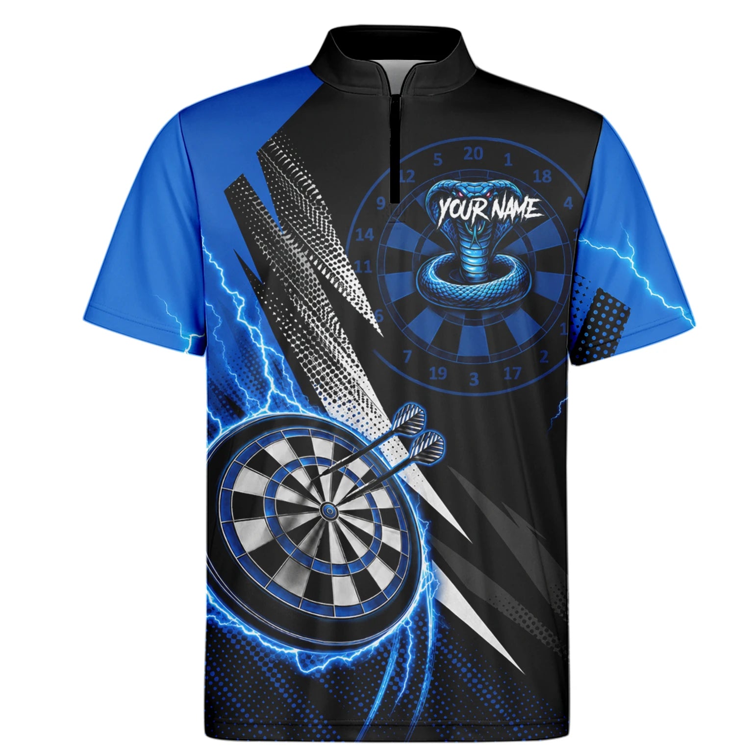 Personalisiertes Blaues Kobra-Blitz Dart Poloshirt für Herren S015