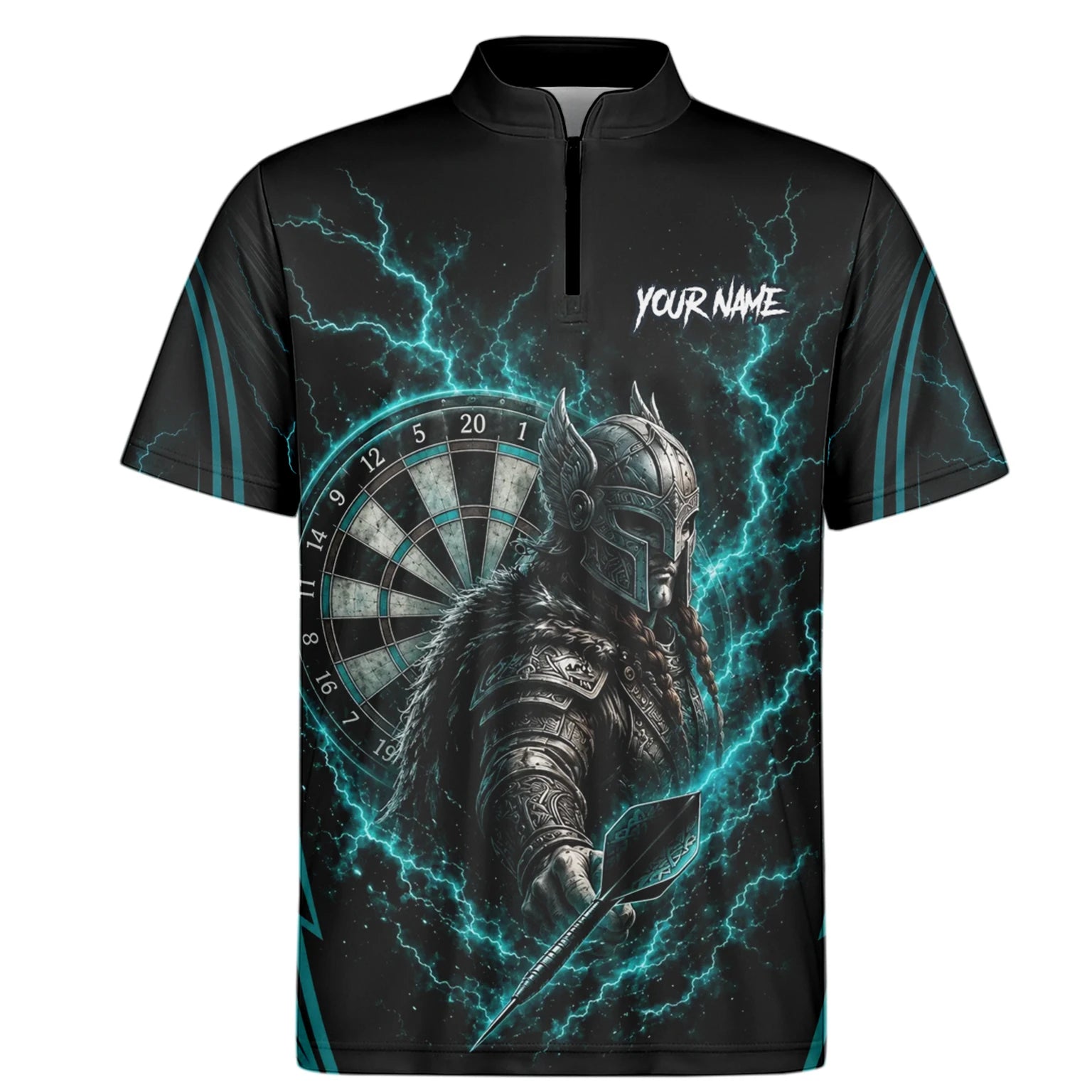Personalisiertes Türkises Wikinger-Blitz Dart Poloshirt für Herren O328