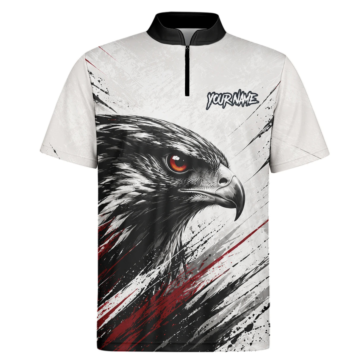 Personalisiertes Dartshirt mit weiß-schwarz-rotem Adler für Herren Z577